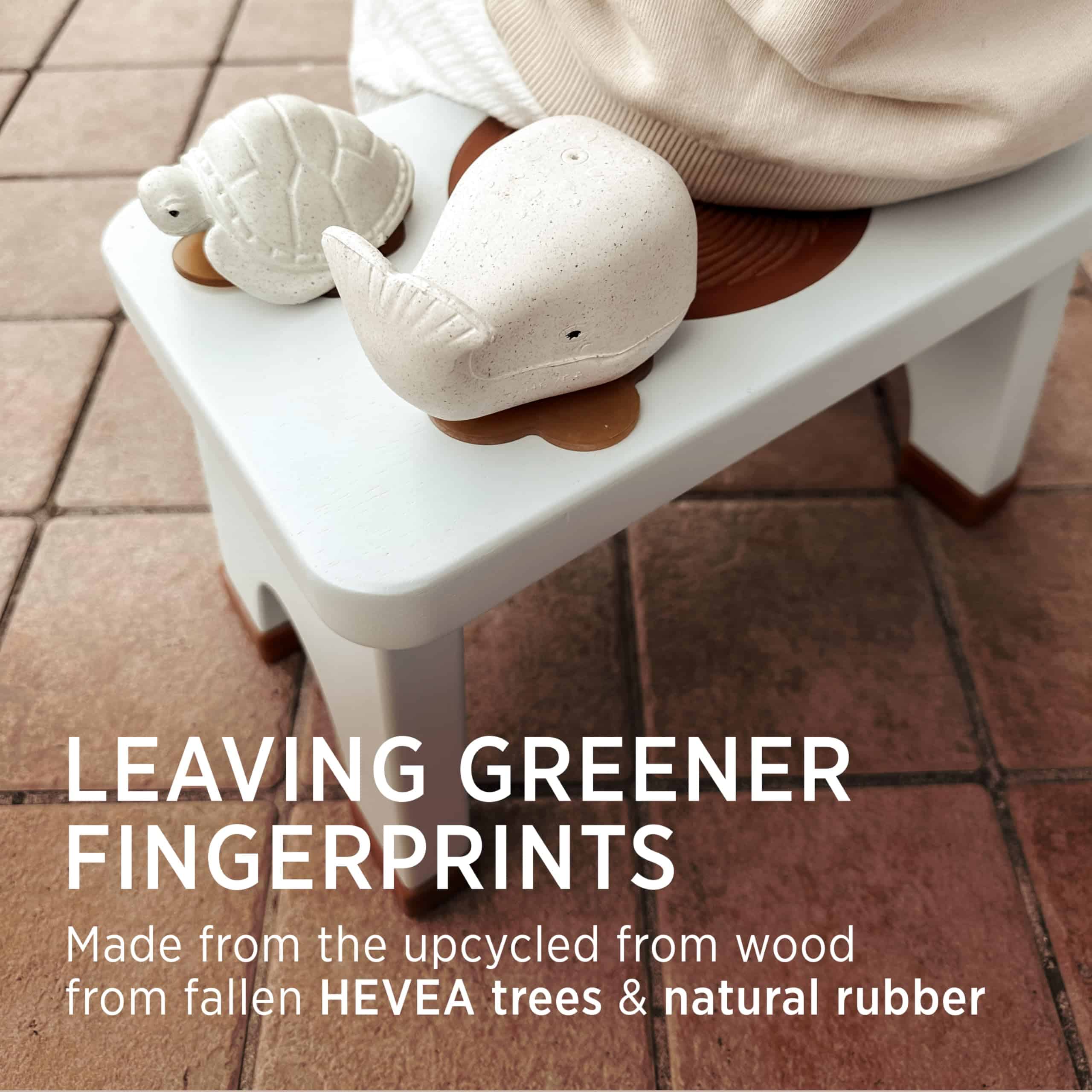 Taburete para niños de madera de caucho natural Hevea (Gris - Imagen 5