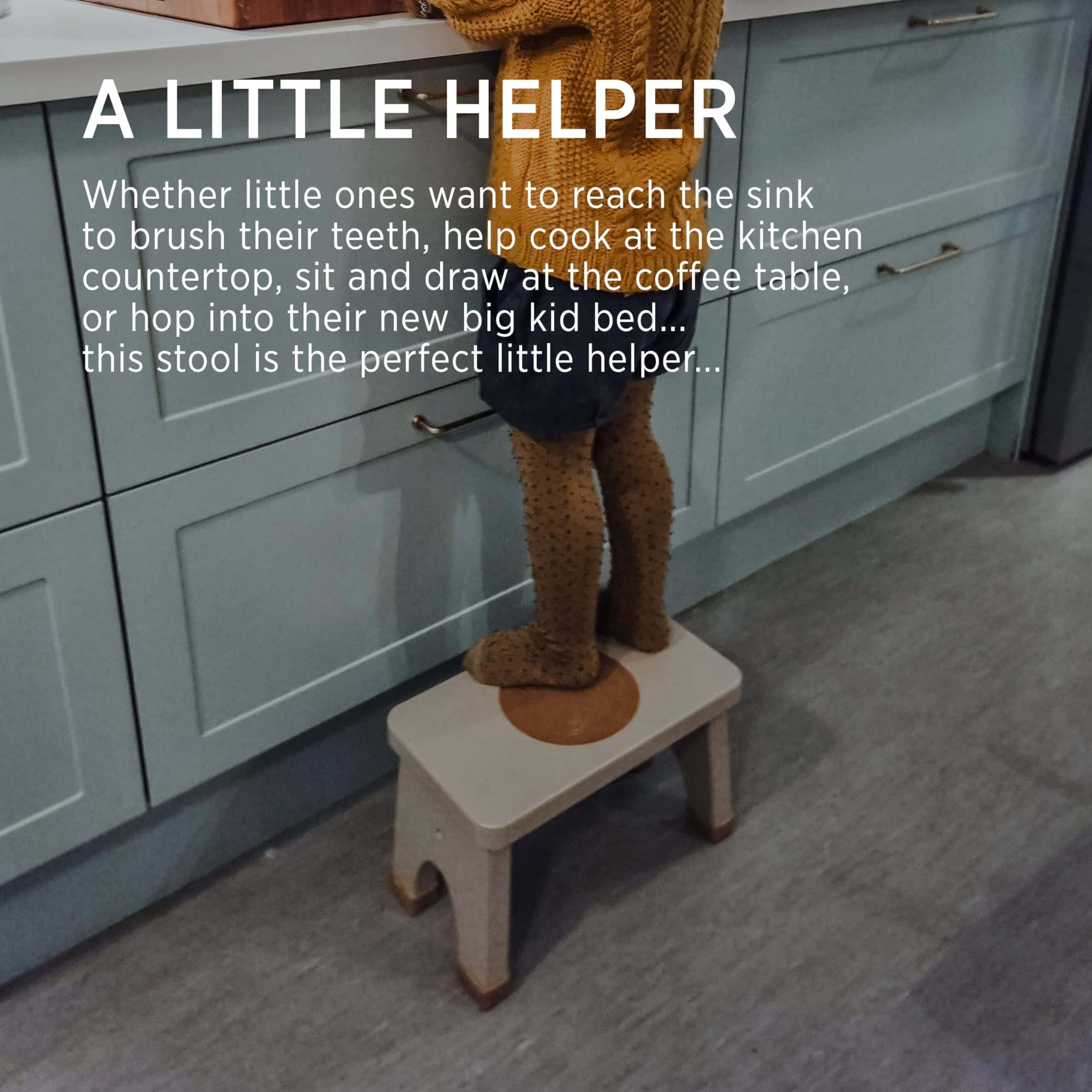 Taburete para niños de madera de caucho natural Hevea (Gris - Imagen 7
