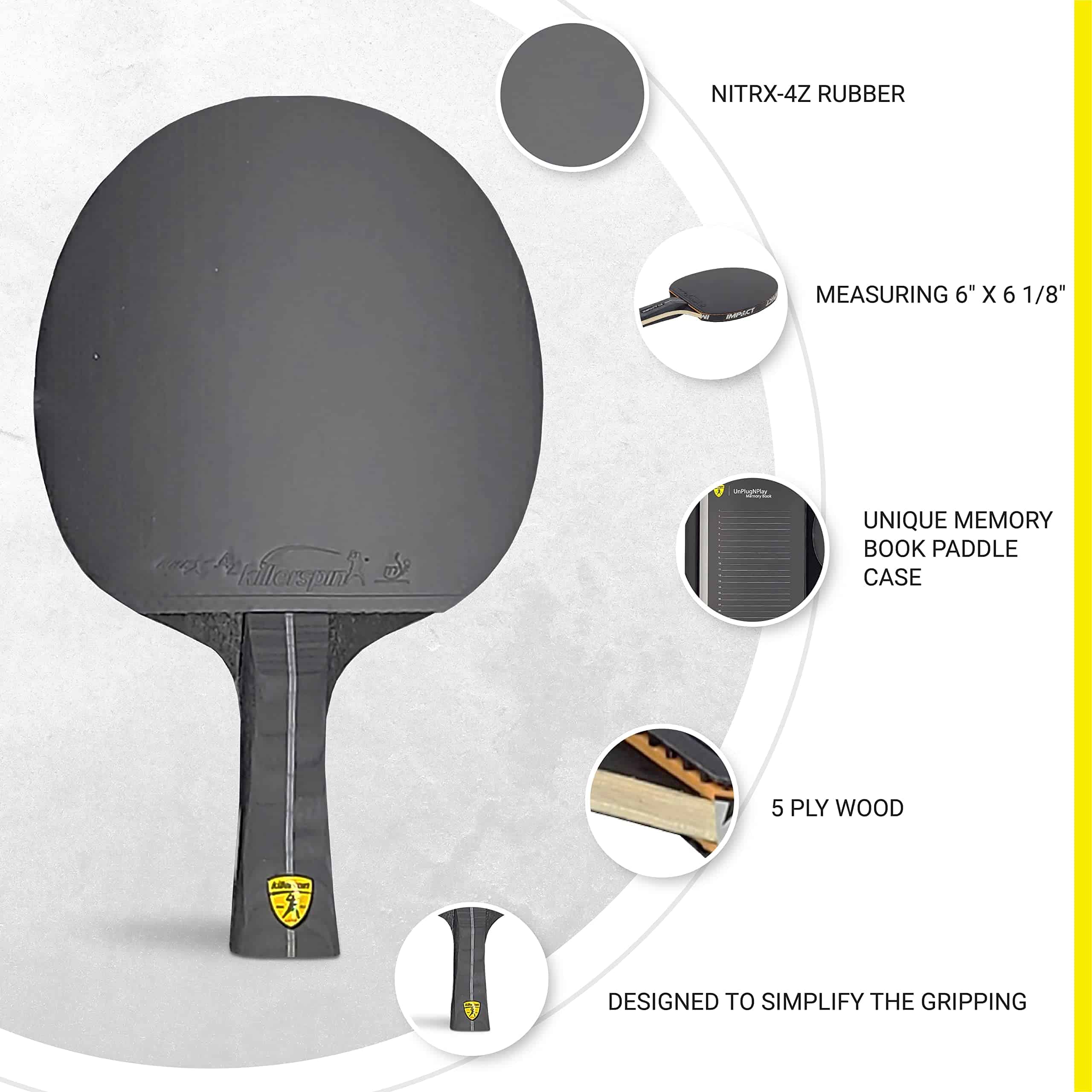 Paletas de Ping Pong Killerspin Impact D5 SmartGrip, Funda - Imagen 3