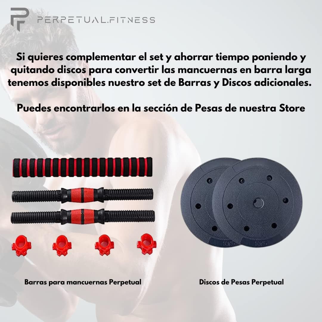 Set de Pesas Ajustables con Barra de Conexión 10kg/22Lb de - Imagen 10