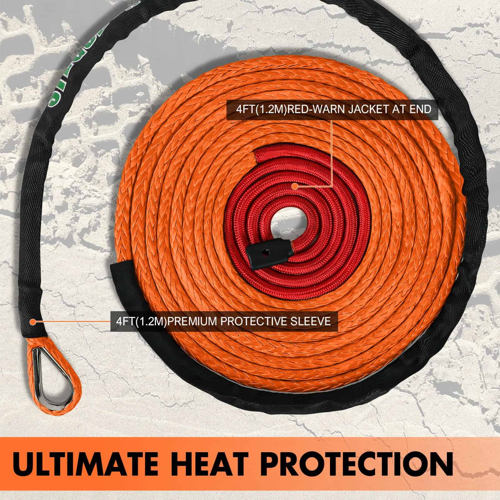 STEGODON 3/8" x 60ft Cuerda Sintética de Winch 19,854 lbs - Imagen 6