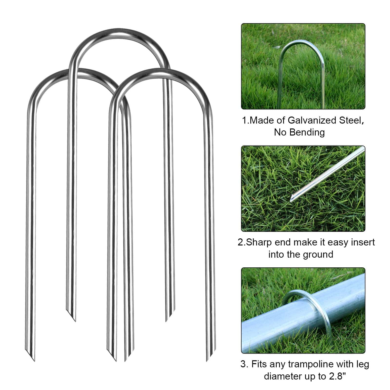 Estacas para Trampolines de Viento Pesado en forma de U con - Imagen 6
