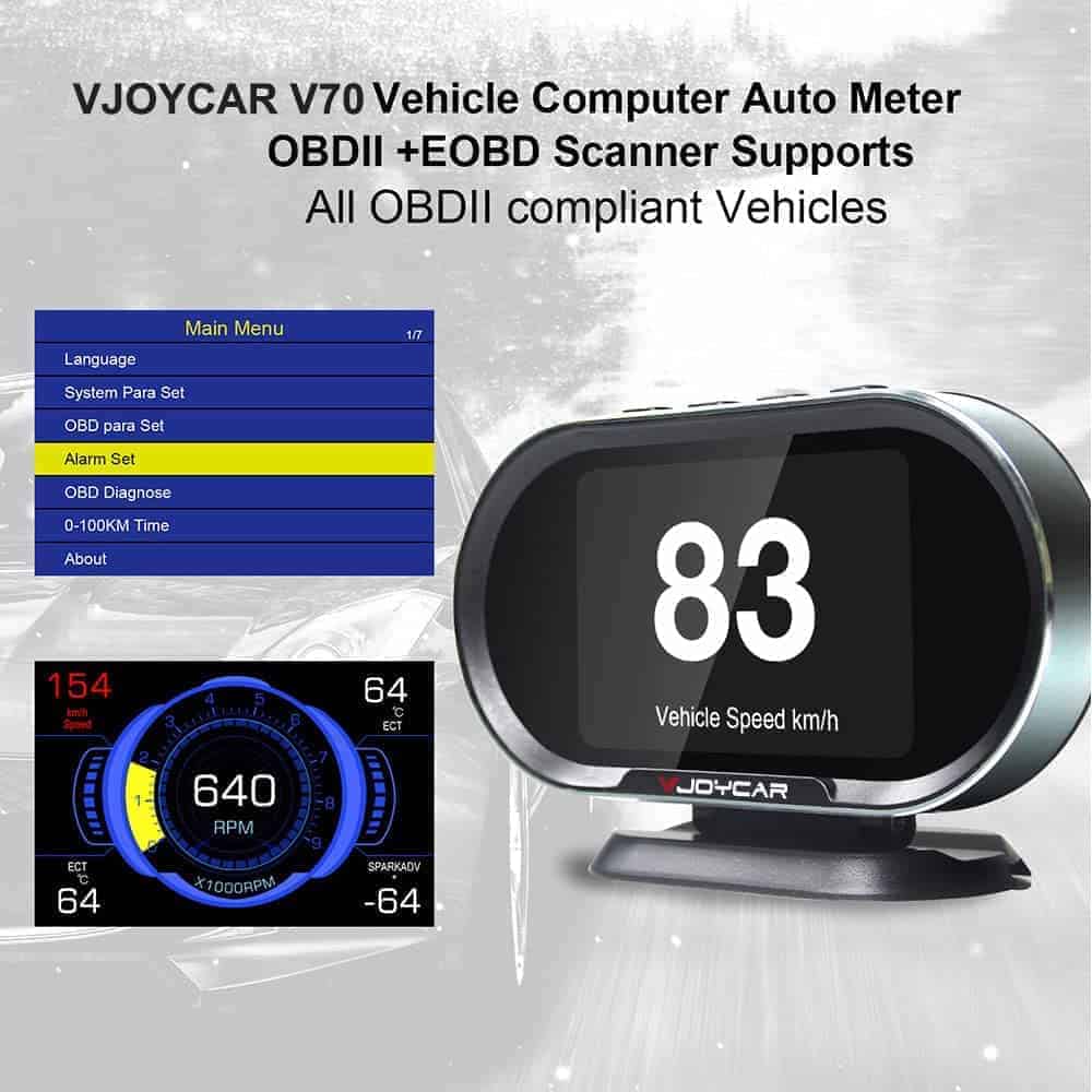 VJOYCAR V70 OBD2 Gauge Cluster HUD Heads Up Display, - Imagen 9