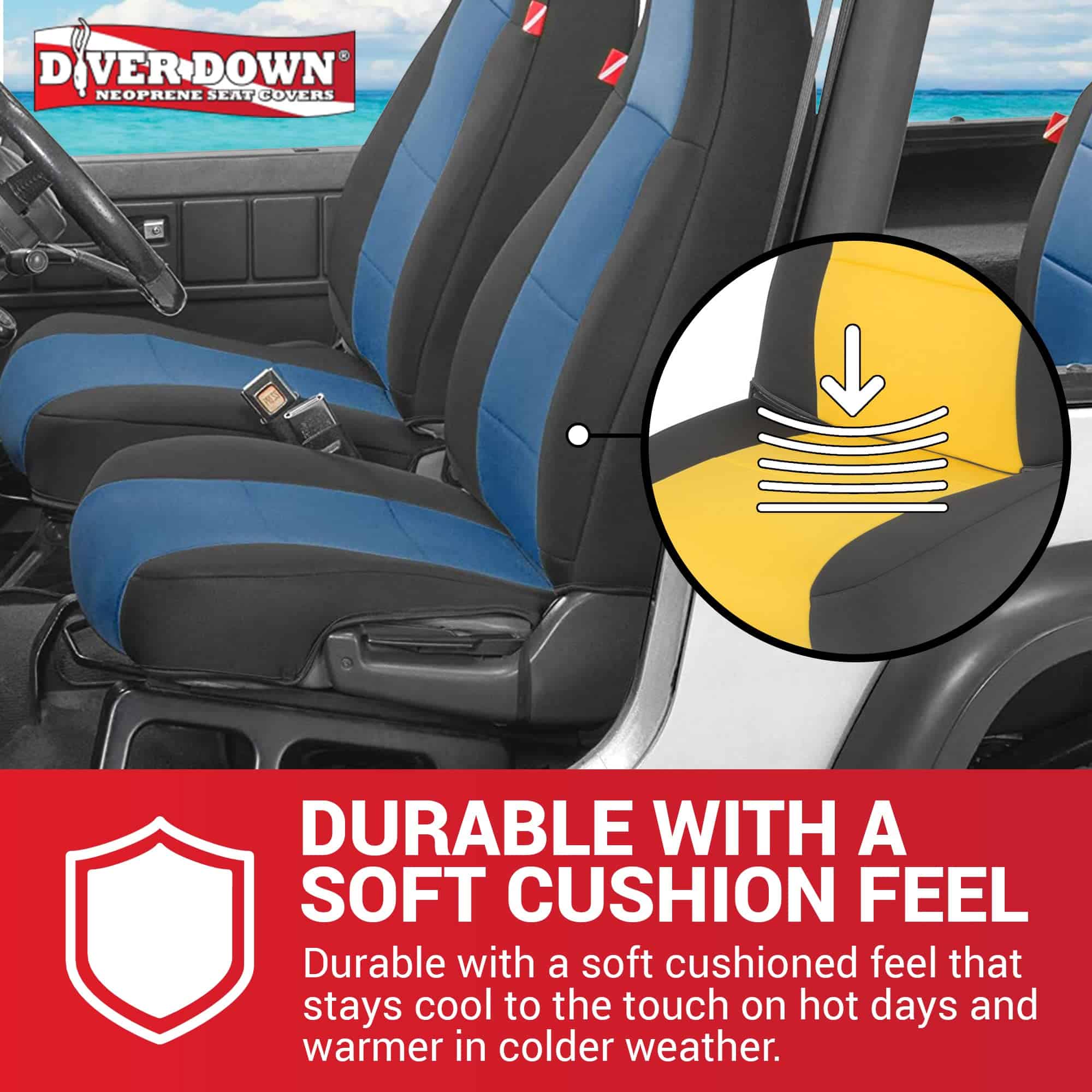 Conjunto de fundas de asiento de neopreno -Amarillo - Imagen 6