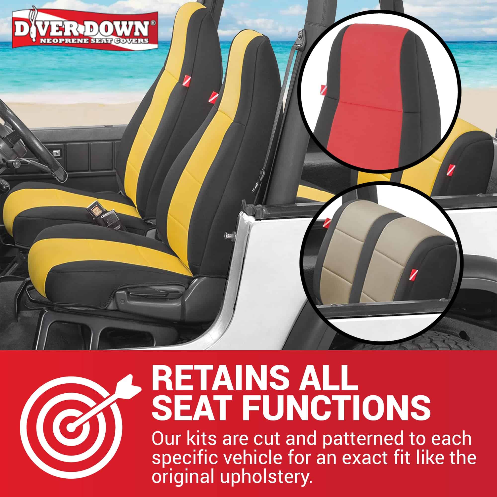 Conjunto de fundas de asiento de neopreno -Amarillo - Imagen 3