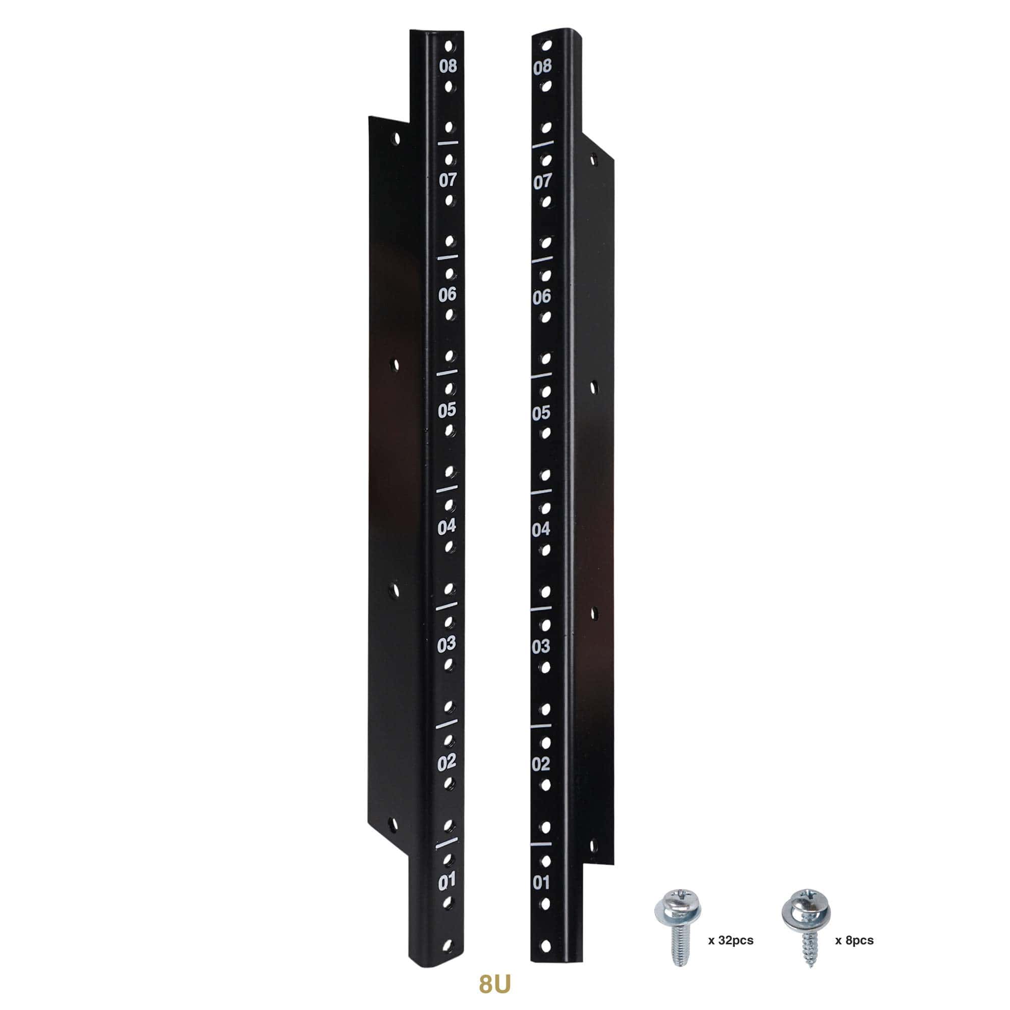 Sound Town 2-pack 8U Steel Rack Rails, con Acabado en Negro