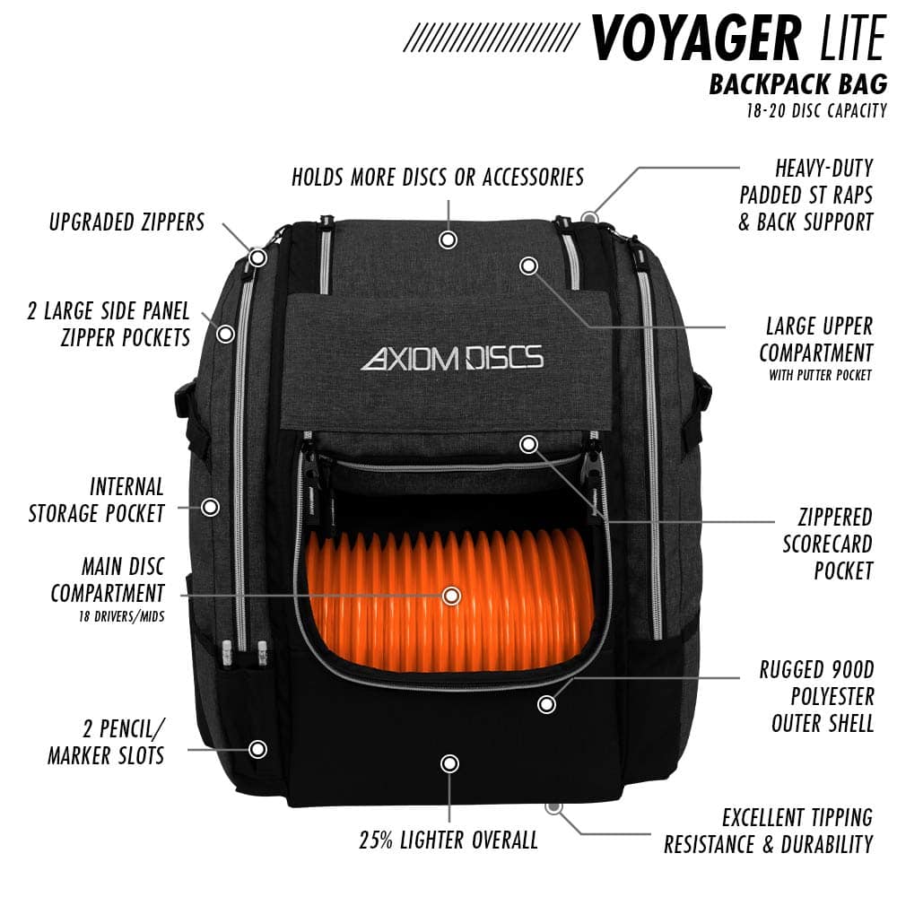 Mochila para Disc Golf Axiom Discs Voyager Lite (Negro) - Imagen 3
