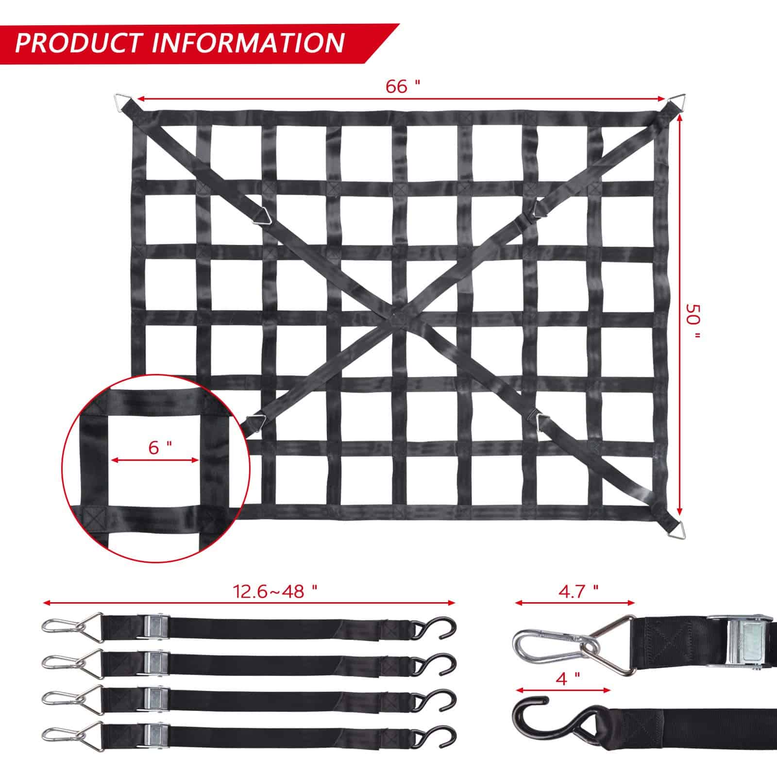 Red de carga Surmountway para cama de camión pickup (66" x - Imagen 8