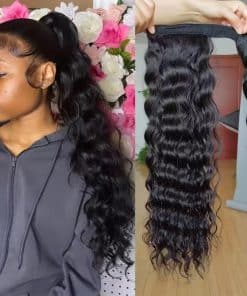 Cola de caballo de cabello humano en forma de onda de agua