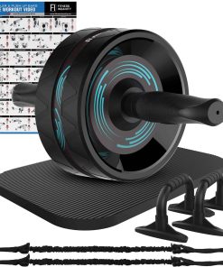 Rueda Abdominal, Kit de 6 en 1 con Rodillera, Barras de