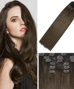 Extensiones de Cabello Clip en Marrón Mediano para Mujeres