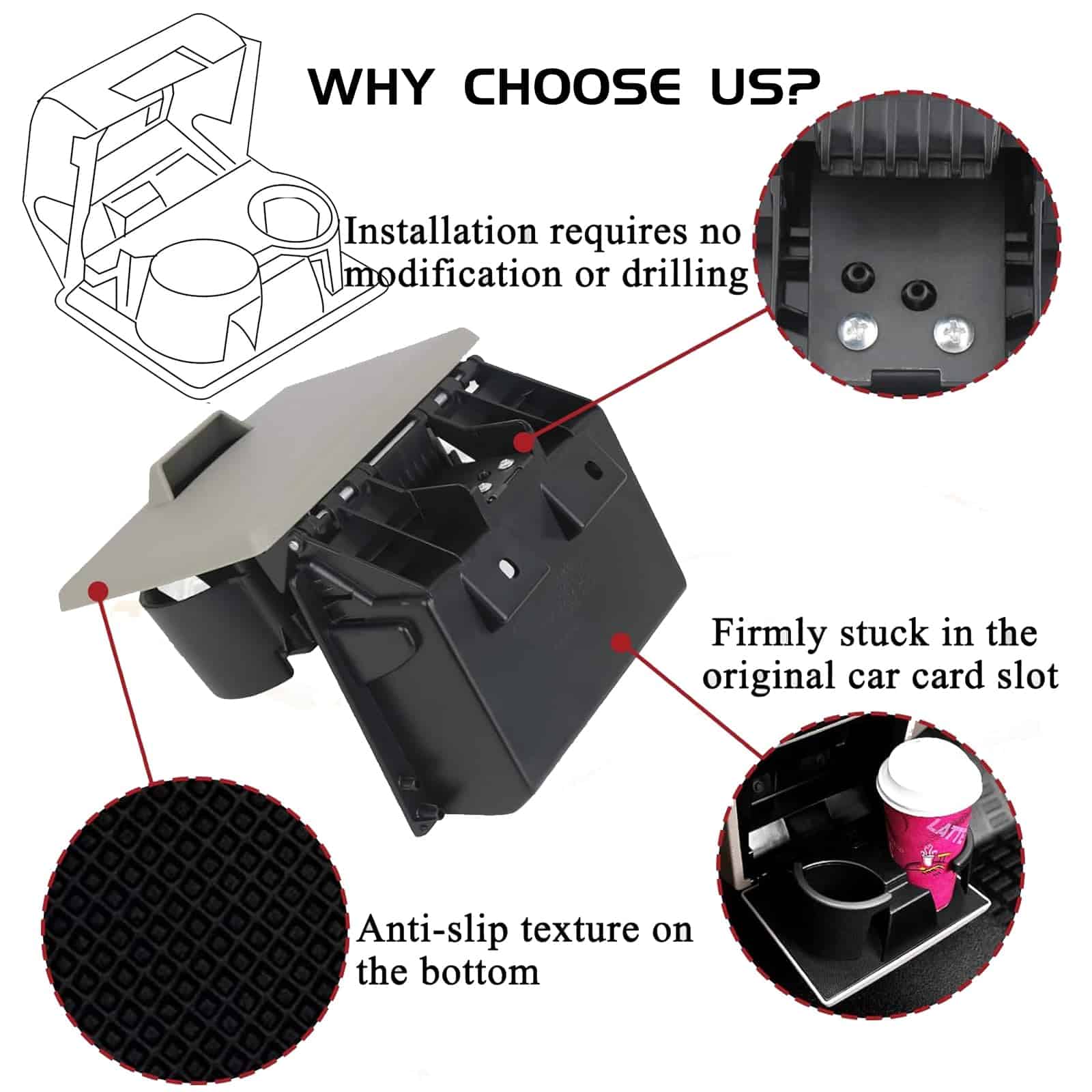 Ensamblaje de Portavasos para Tablero de TUNTUN para Ford - Imagen 4