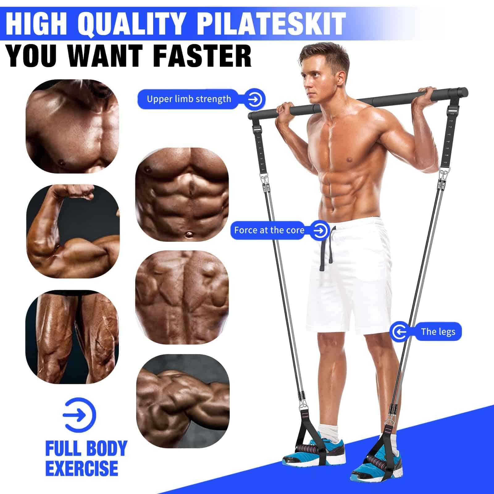 Kit de Barra de Pilates con Bandas de -Negro (30lbs, 40lbs) - Imagen 3