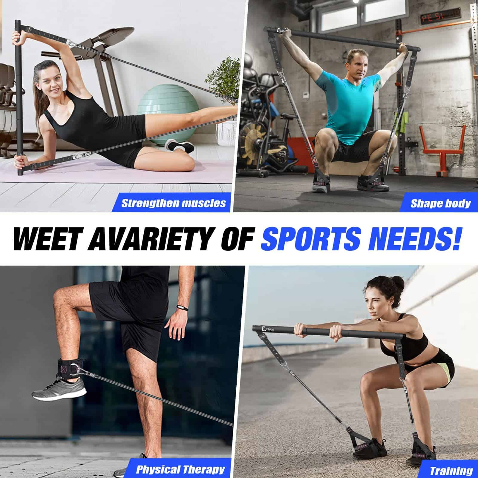 Kit de Barra de Pilates con Bandas de -Negro (30lbs, 40lbs) - Imagen 4