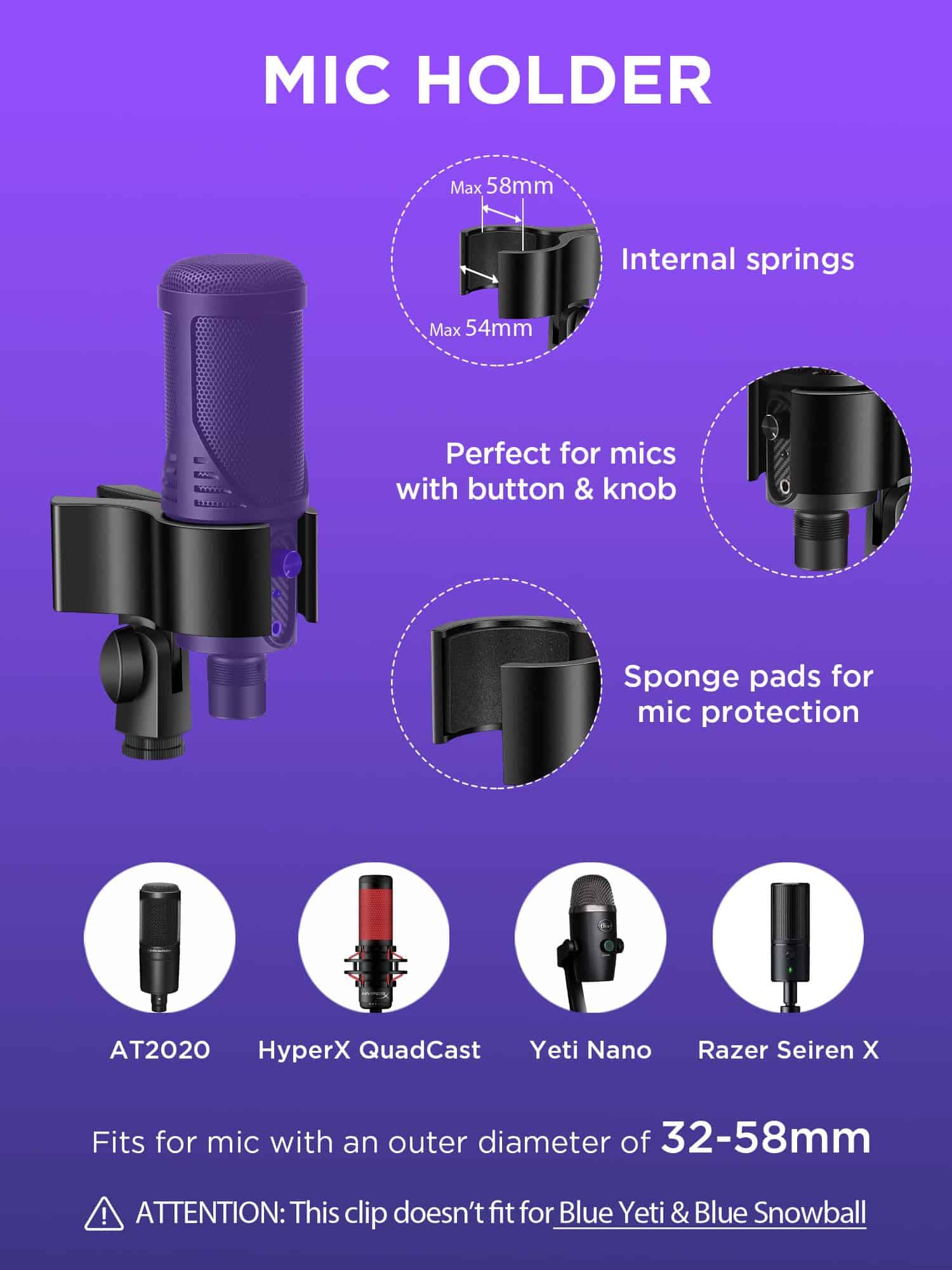 Soporte de Micrófono InnoGear para Blue Snowball y Blue - Imagen 7