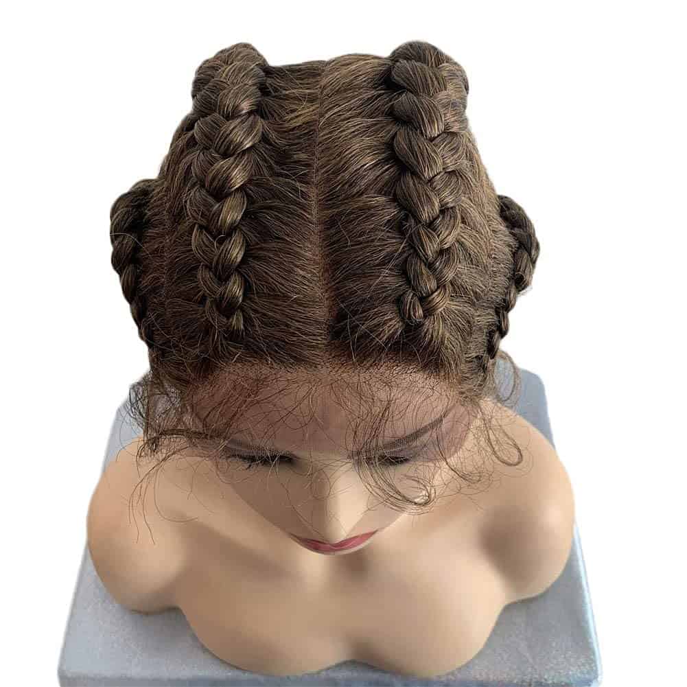 Peluca de Encaje Frontal de Trenza de Giro Mix Brown 4 - Imagen 5