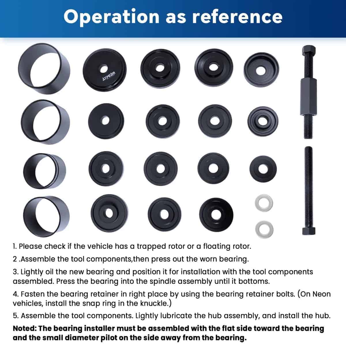 Juego de Prensa de Rodamientos de Rueda ATPEAM de 24 piezas - Imagen 6