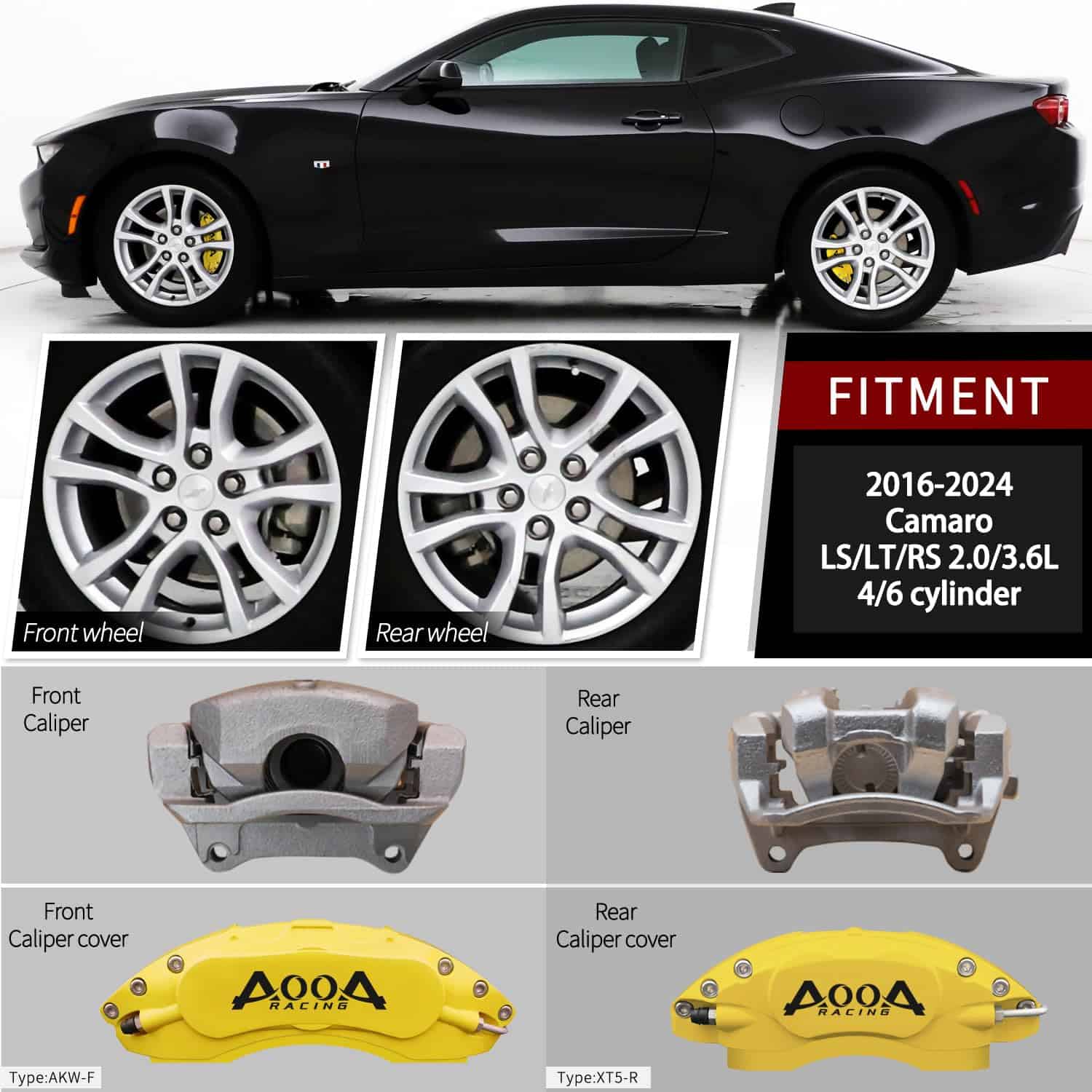 Cubiertas de Pinza de freno amarillas con letras negras - Imagen 3