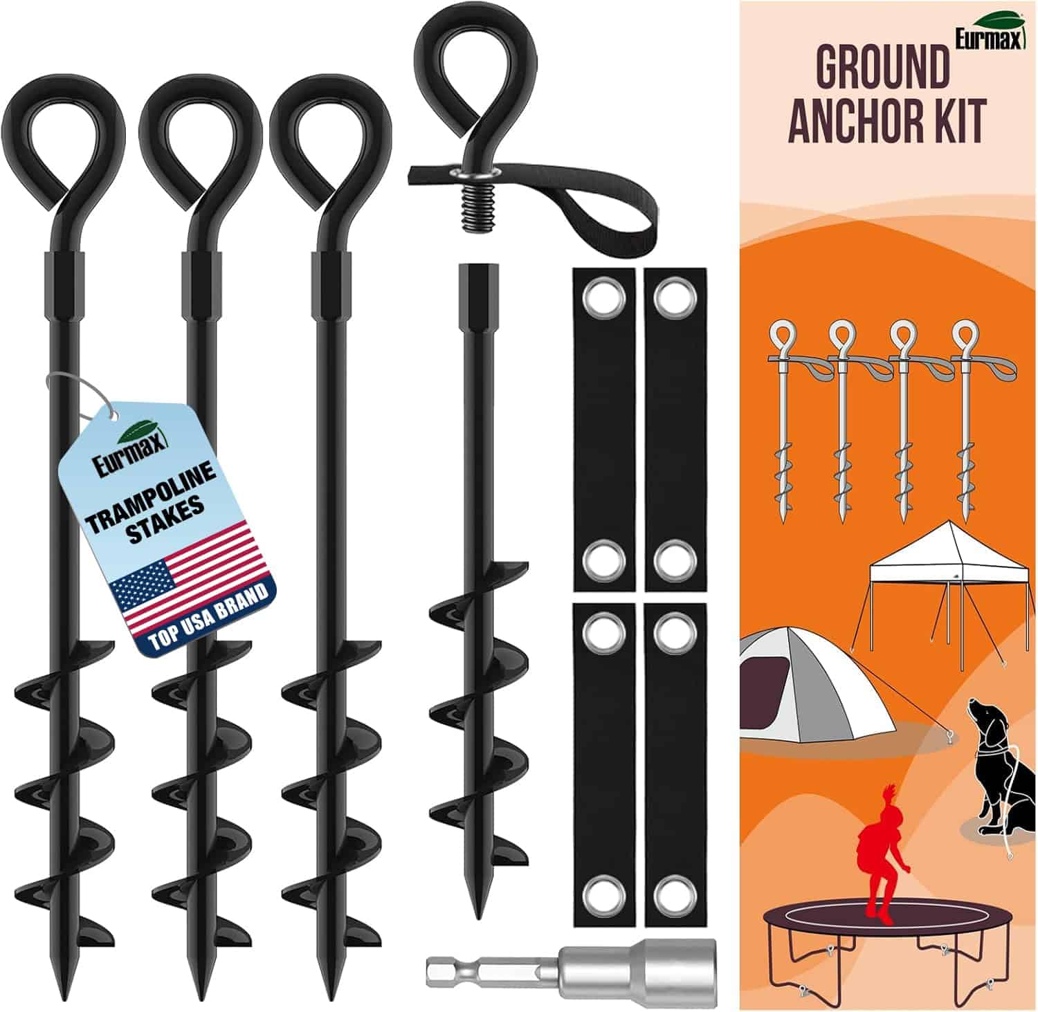 Estacas de trampolín Eurmax USA para carpas, kit de anclaje