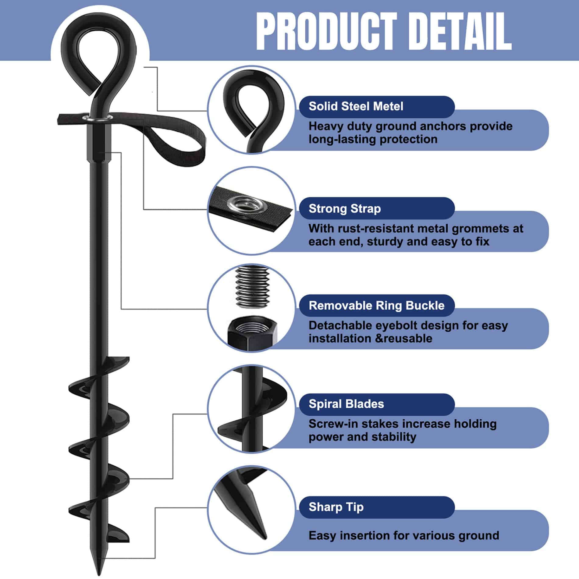 Estacas de trampolín Eurmax USA para carpas, kit de anclaje - Imagen 3
