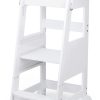 Taburete de cocina para niños de bambú TOETOL blanco, torre