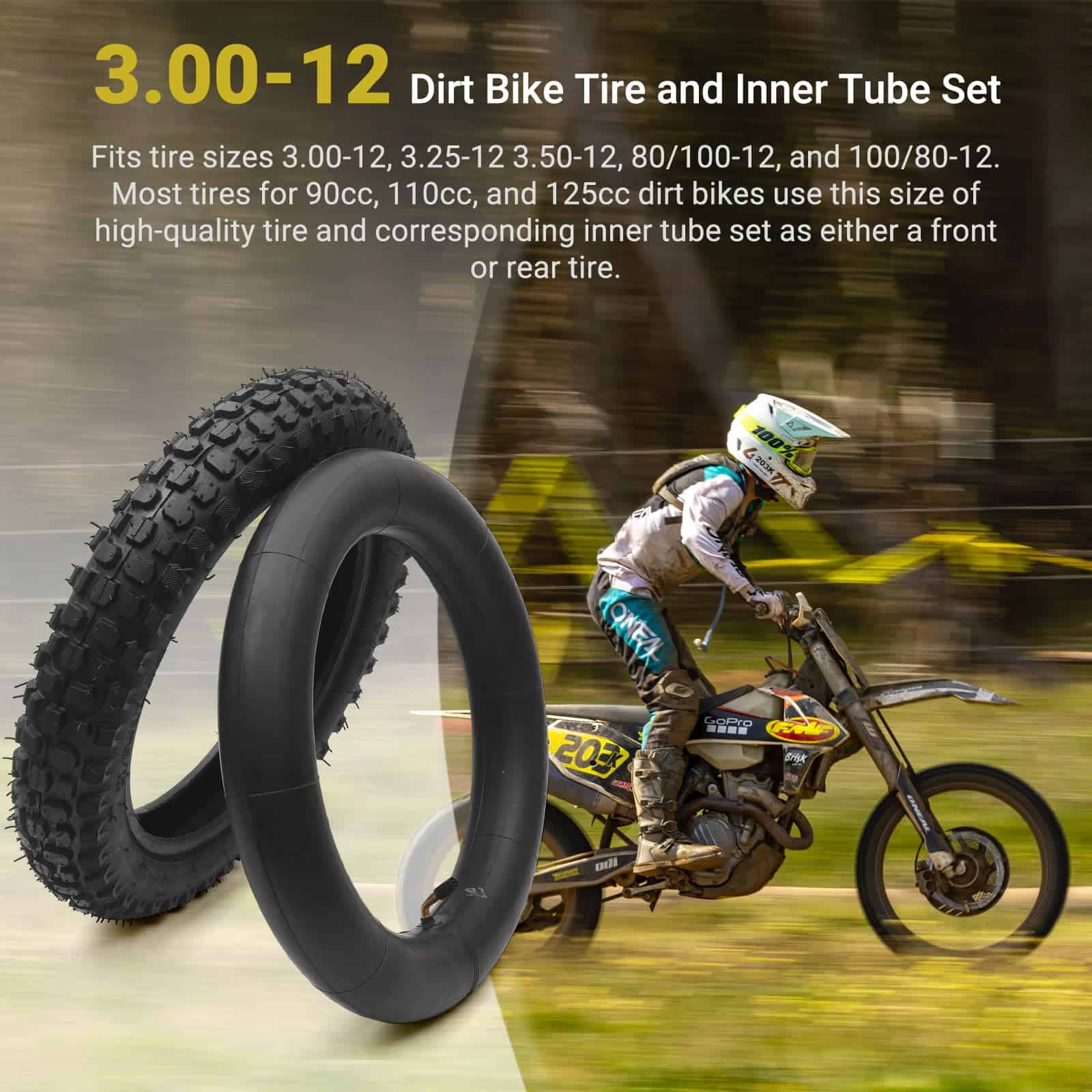 (1 Set) Juego de llantas y cámaras de aire para moto de - Imagen 3