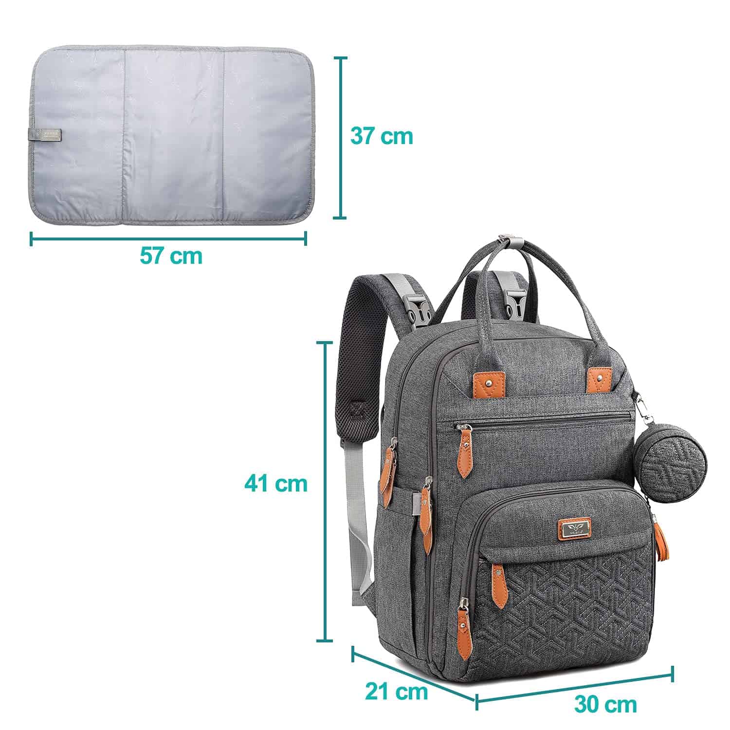 Mochila para Pañales, Bolsa de Bebé con Cambiador, - Imagen 8