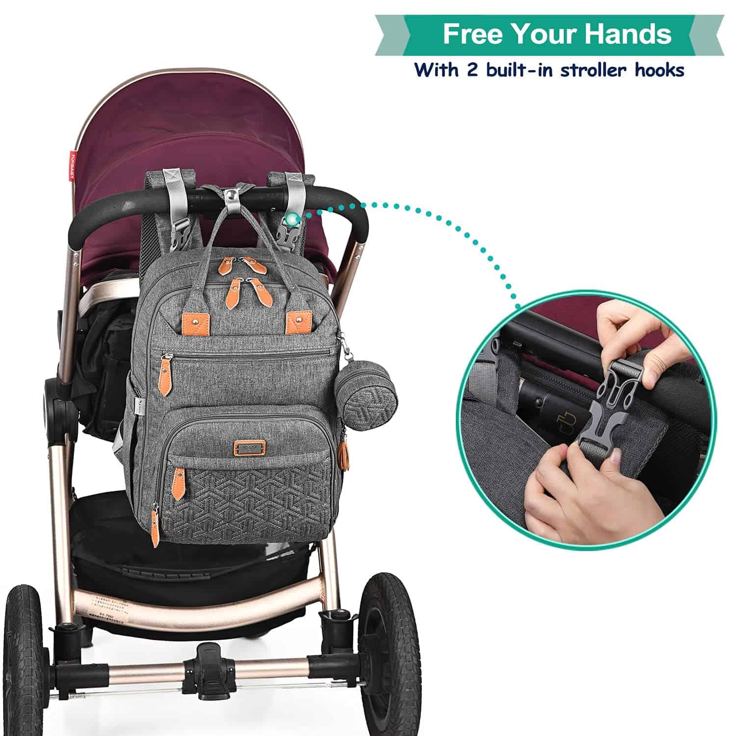 Mochila para Pañales, Bolsa de Bebé con Cambiador, - Imagen 7