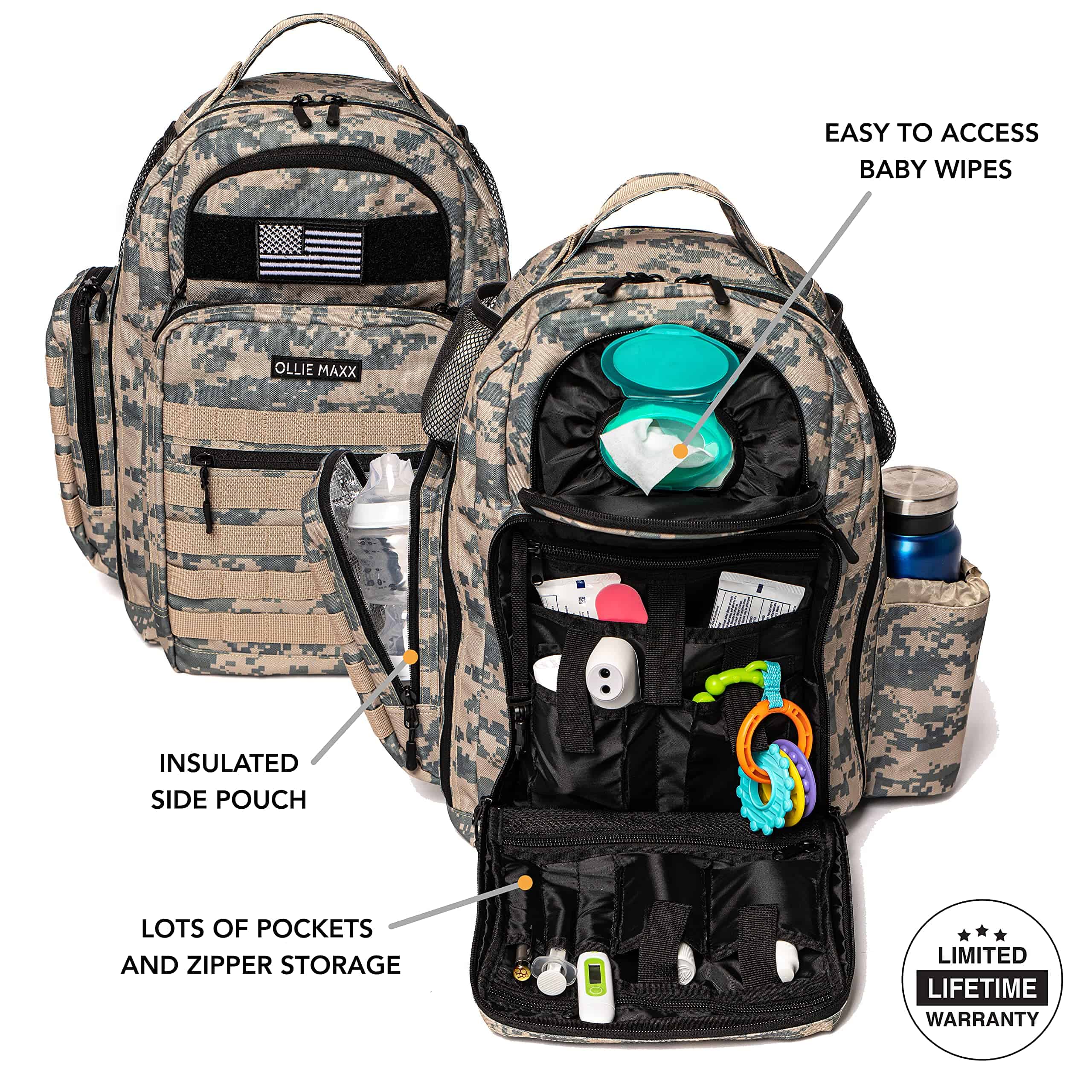 Mochila para pañales Ollie Maxx para hombres Mochila de - Imagen 3