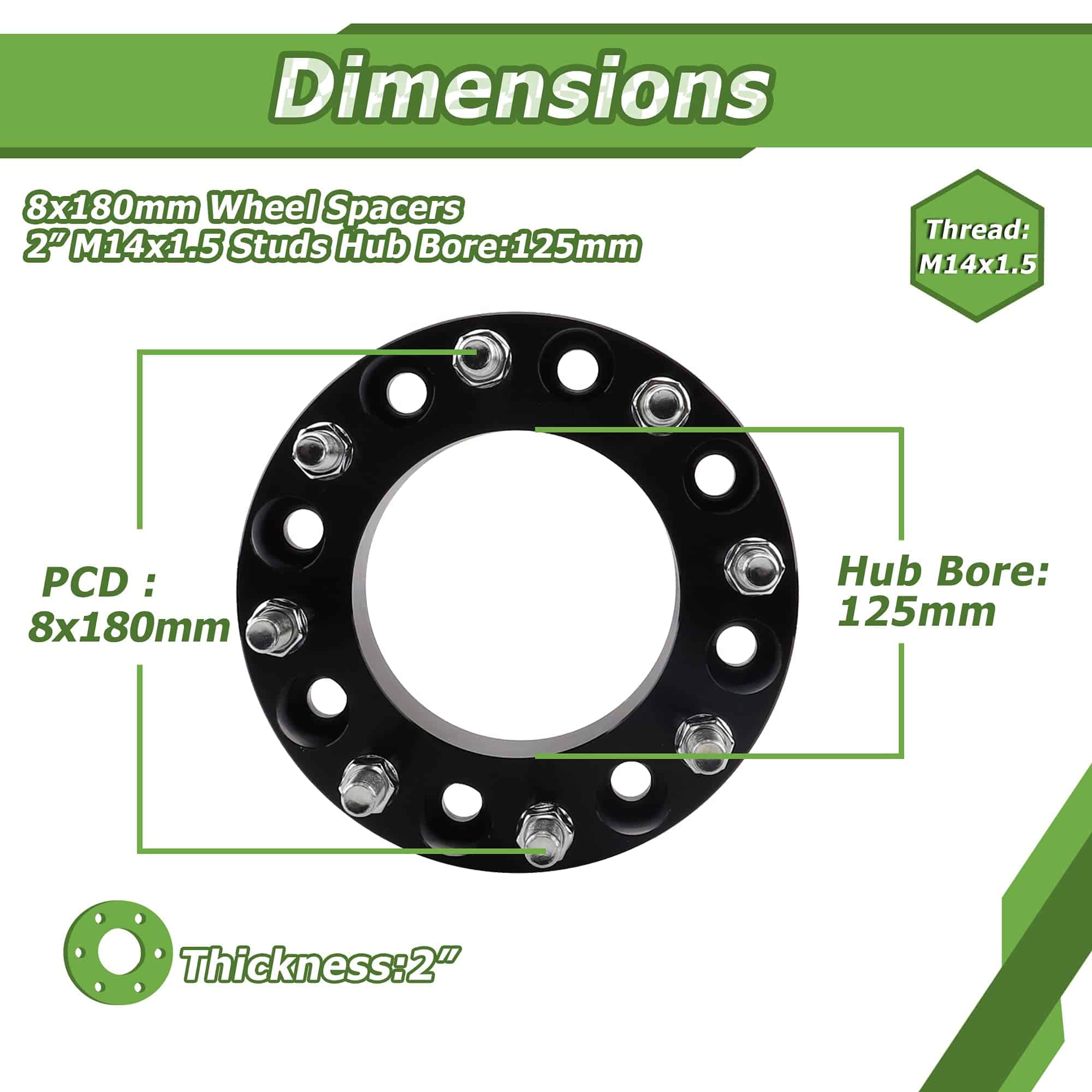 YIZBAP 2PCS 8x180 Separadores de Rueda 2 pulgadas para - Imagen 3