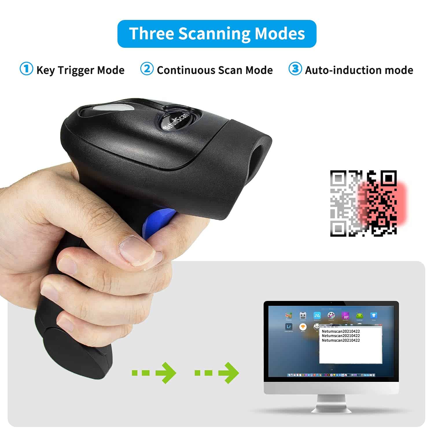 Escáner de códigos de barras USB QR de mano, NetumScan con - Imagen 3
