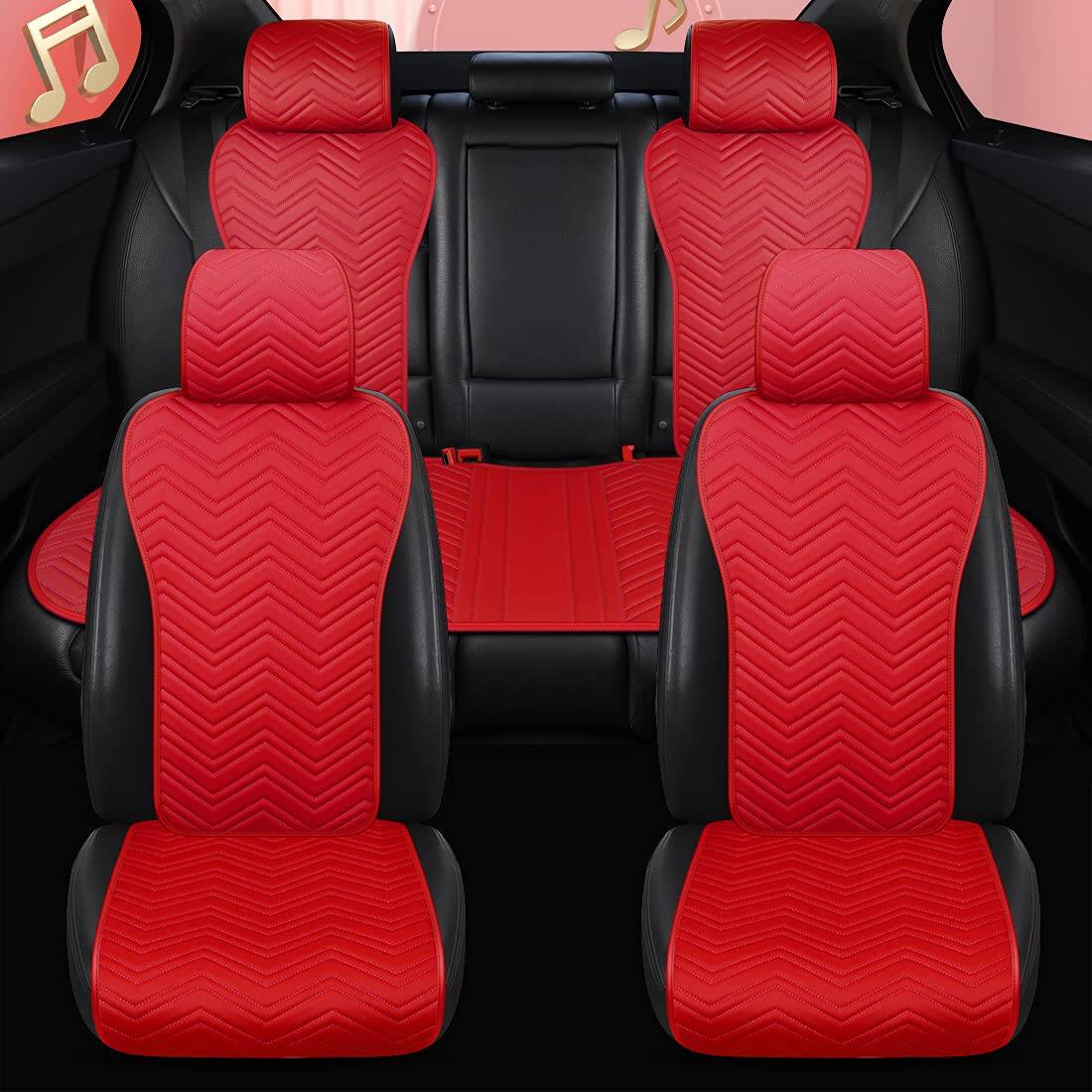 Fundas de Asiento de Coche de Cuero Rojo Universal - Imagen 7