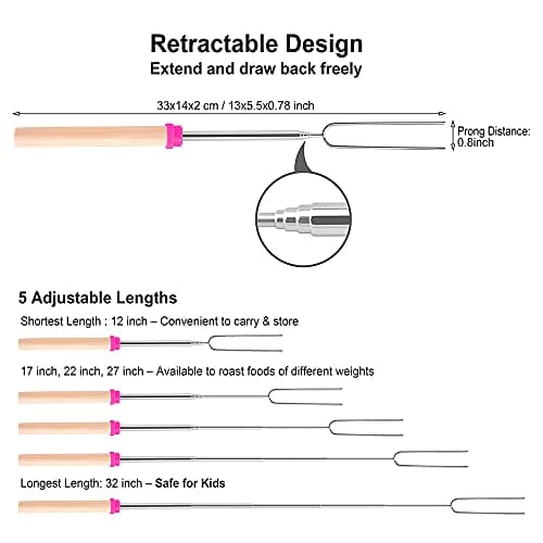 Palos para Asar Malvaviscos, 32 pulgadas 16 piezas - Imagen 3