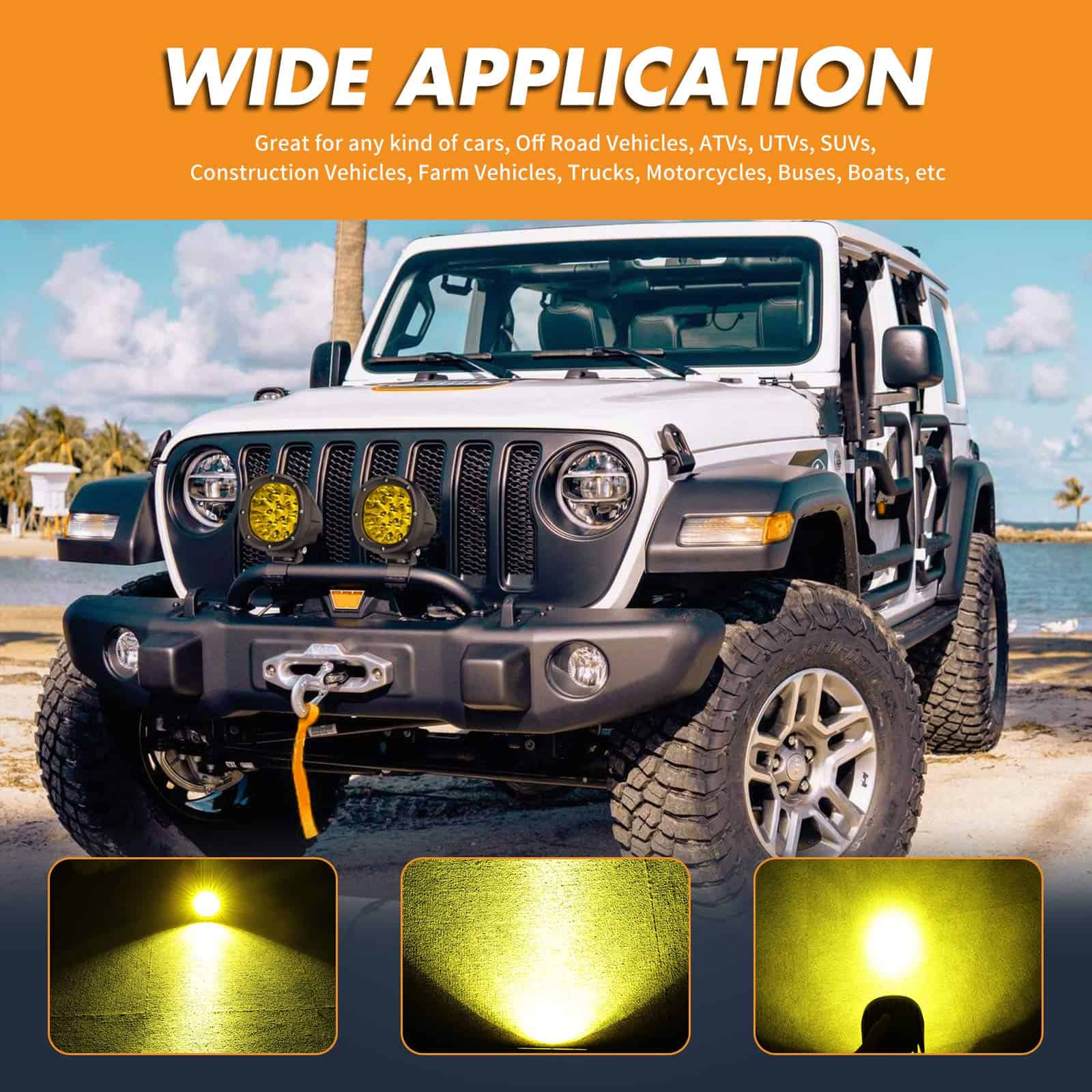 ANGU TECH 4In 90W Luces LED Offroad Redondas en color - Imagen 7