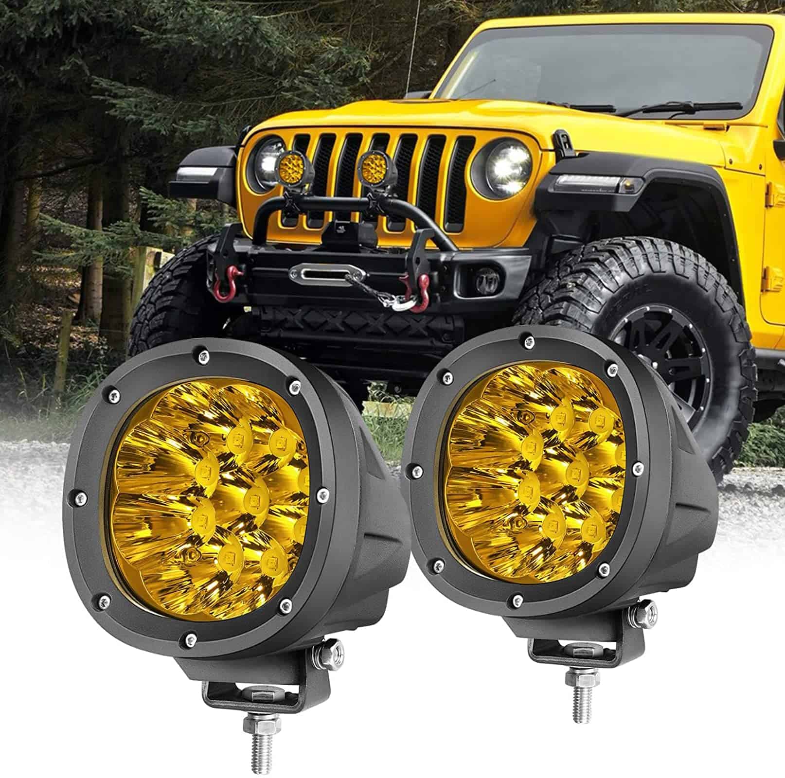 ANGU TECH 4In 90W Luces LED Offroad Redondas en color