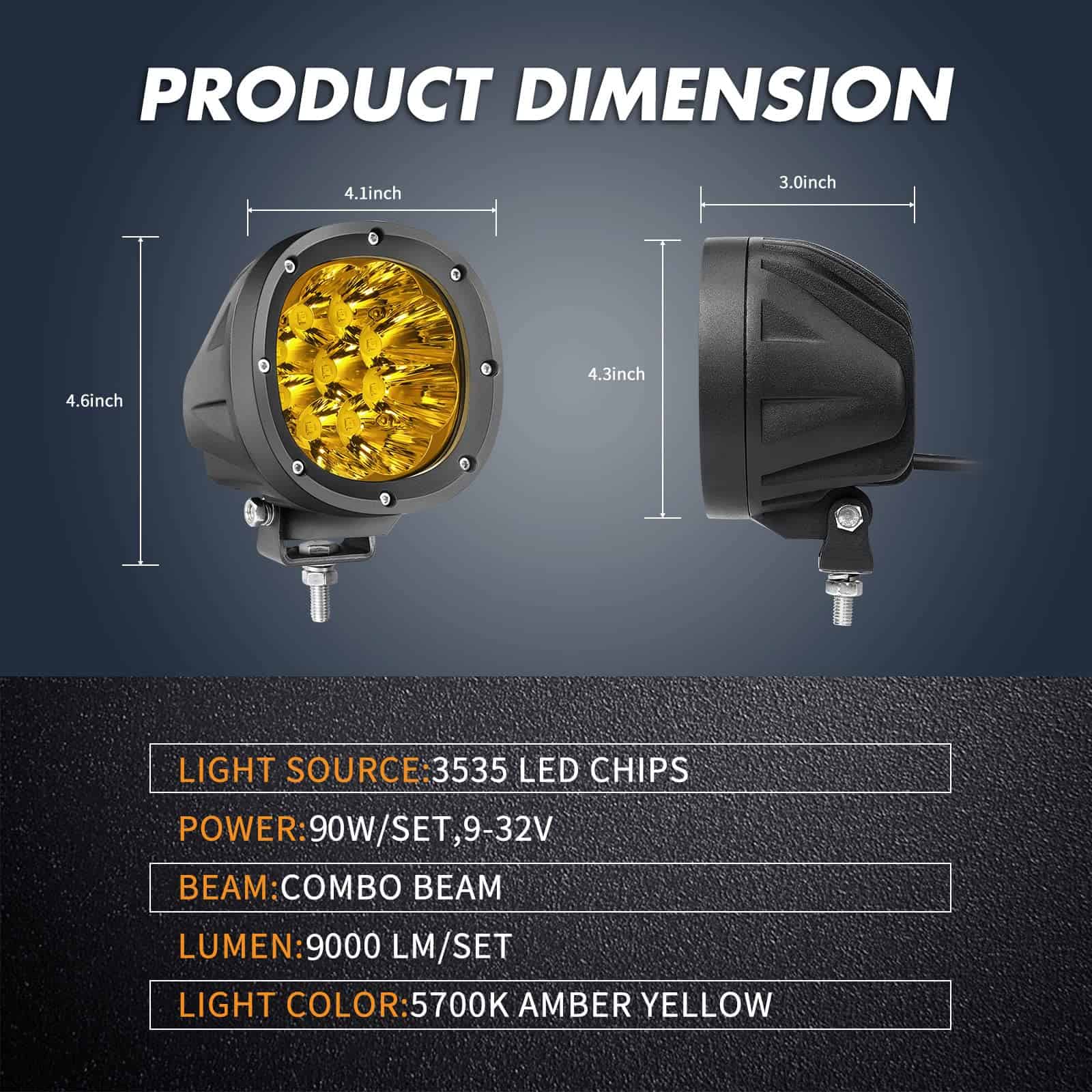 ANGU TECH 4In 90W Luces LED Offroad Redondas en color - Imagen 3