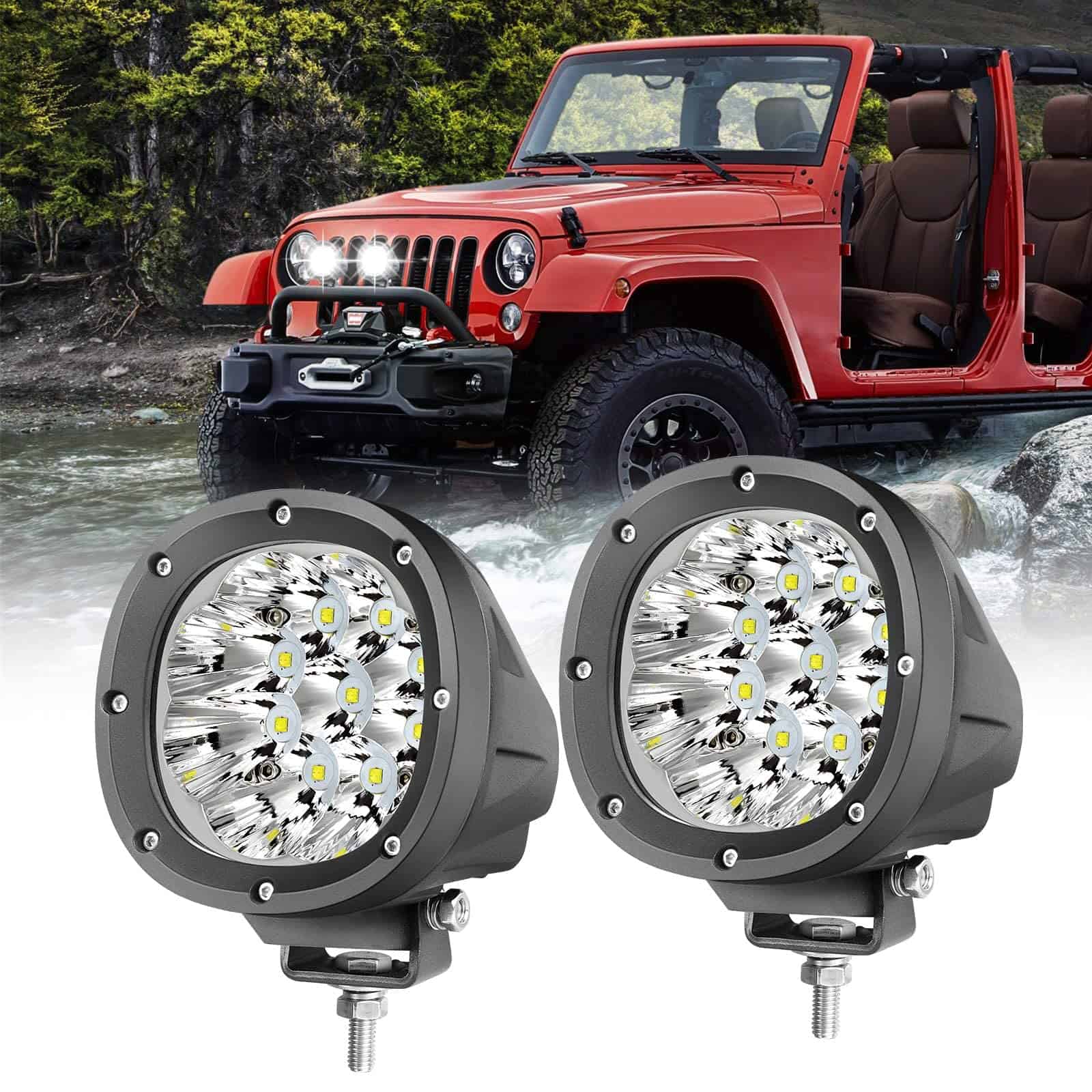 ANGU TECH Luces LED Offroad Redondas de 4 Pulgadas 90W, Kit - Imagen 8