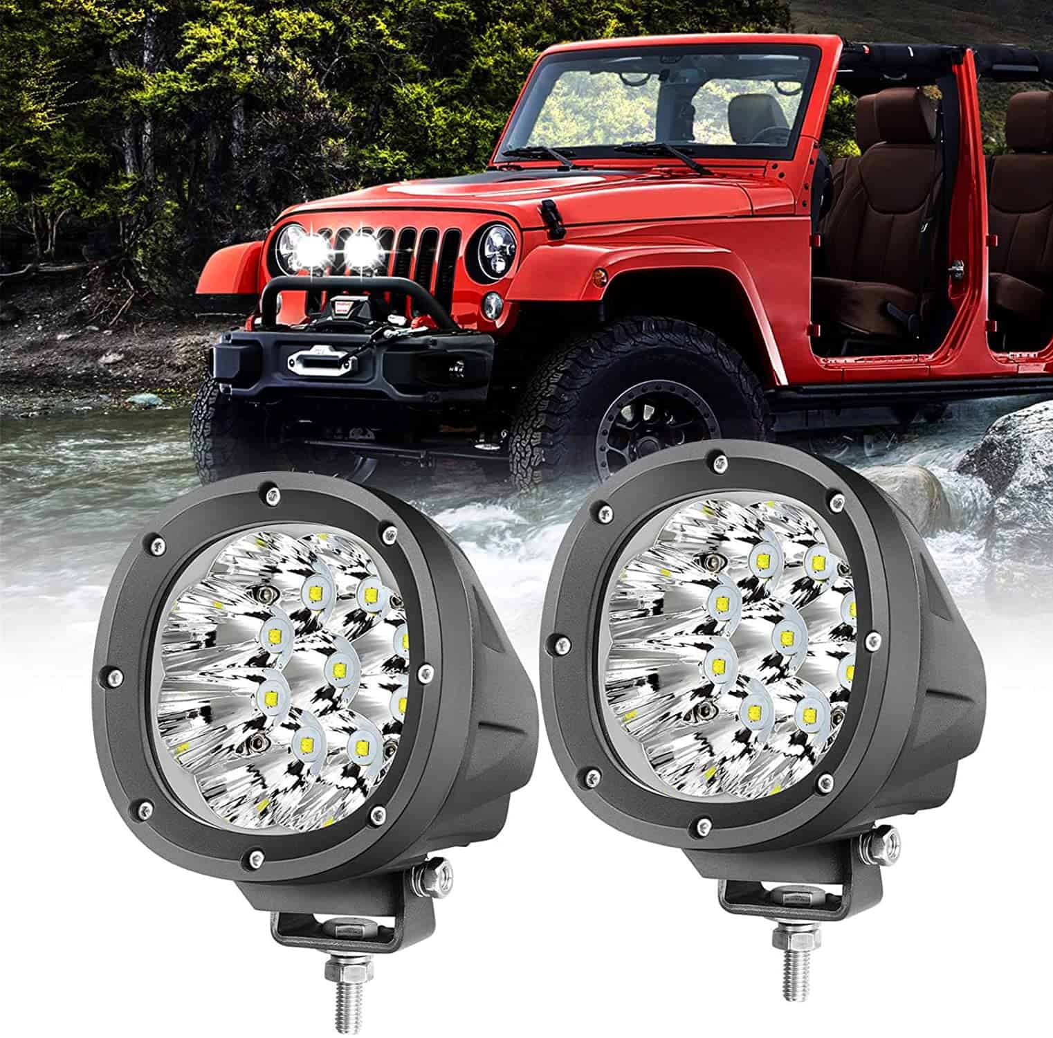ANGU TECH Luces LED Offroad Redondas de 4 Pulgadas 90W, Kit