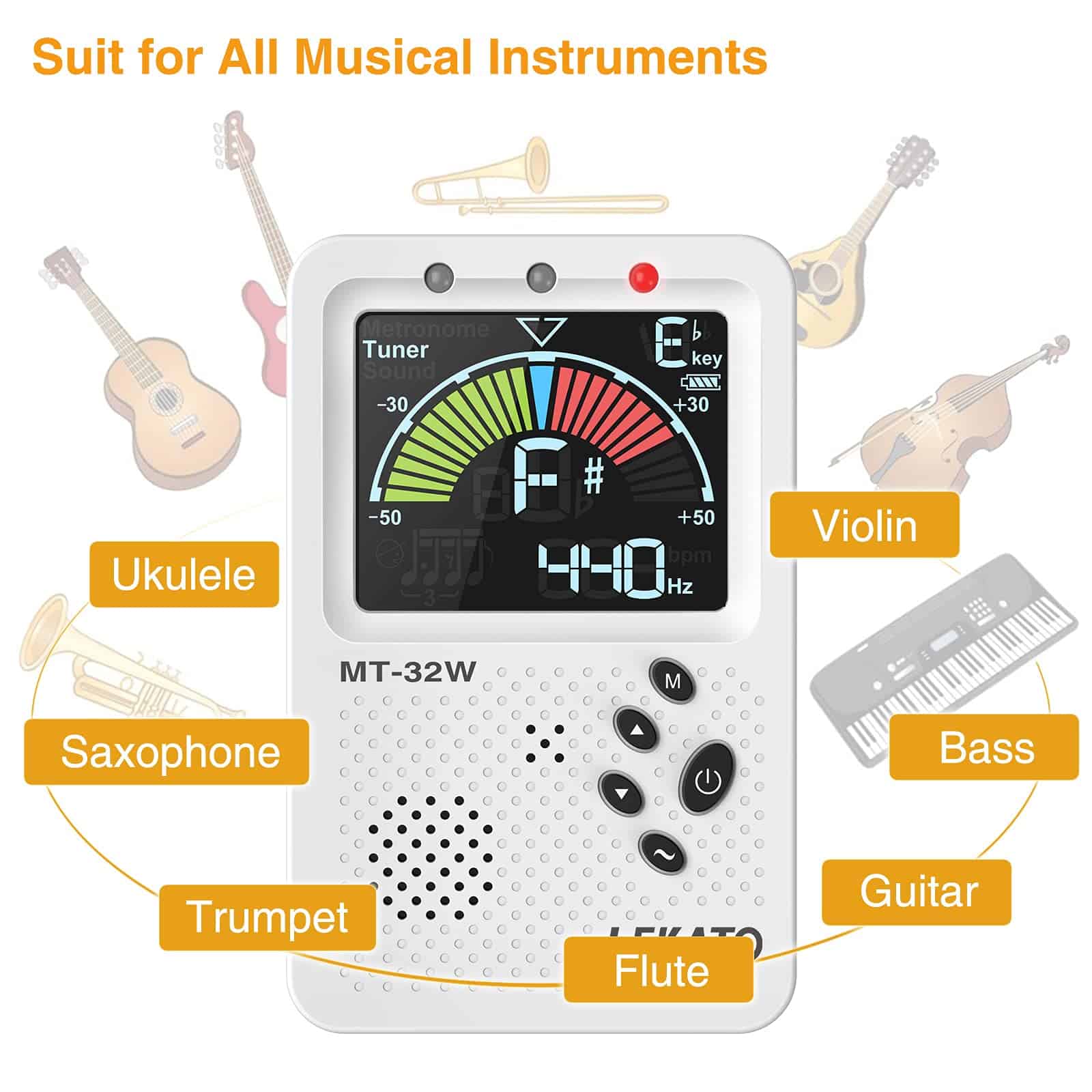 Metronomo Afinador, Recargable 3 En 1 Metronomo -Blanco - Imagen 8