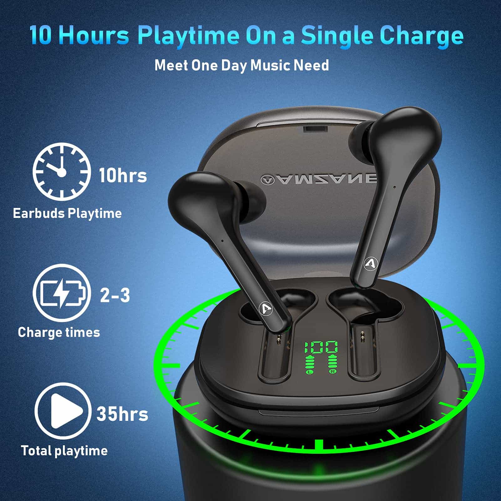 Audífonos inalámbricos AMZANE Bluetooth con estuche de - Imagen 5