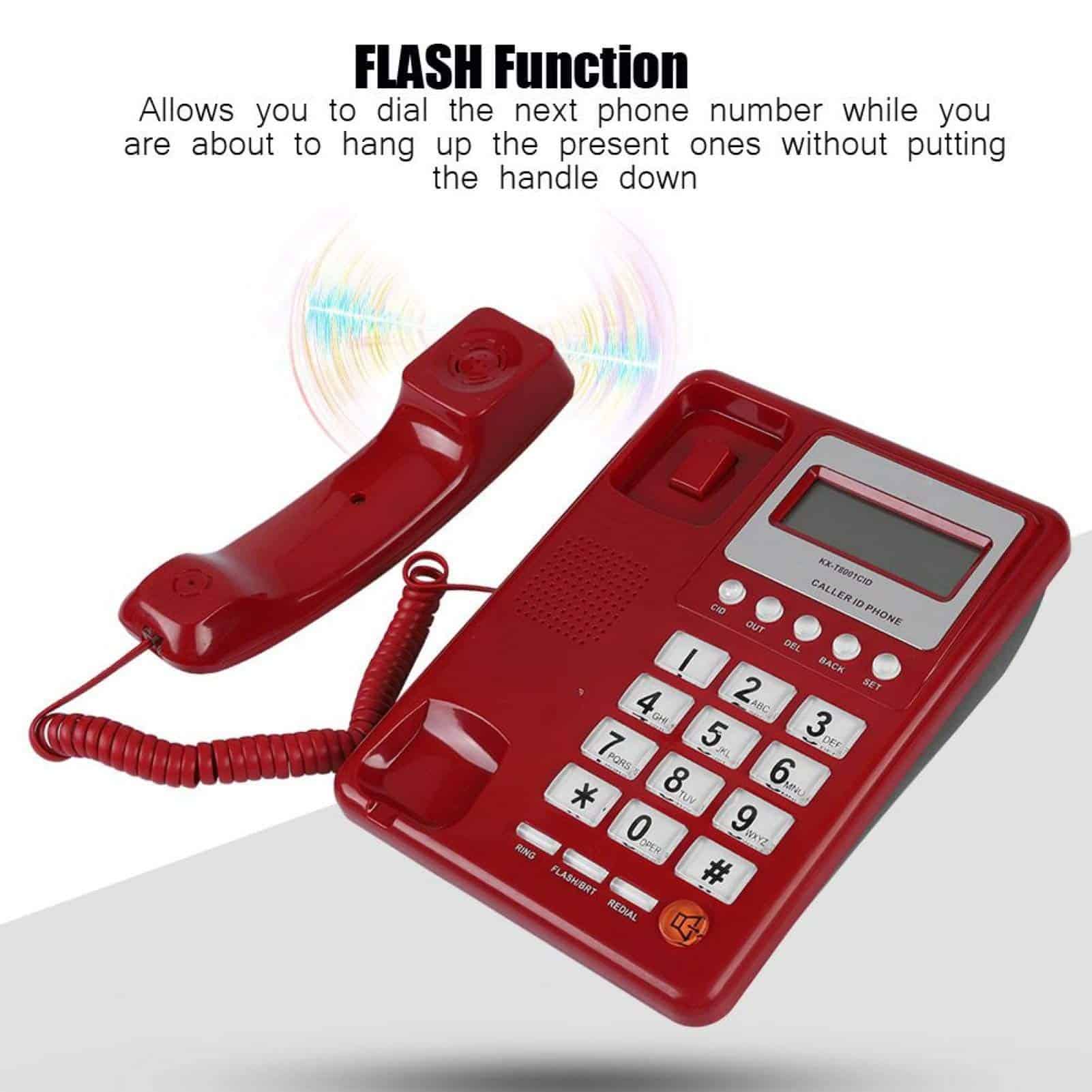 Teléfono con cable KX T8001, Rojo ABS, Teléfono de - Imagen 5