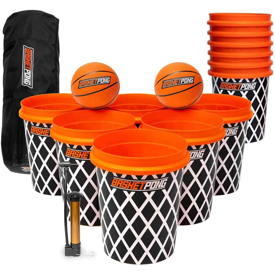 Juego Gigante de BasketPong y Baloncesto con 12 Cubetas, 2