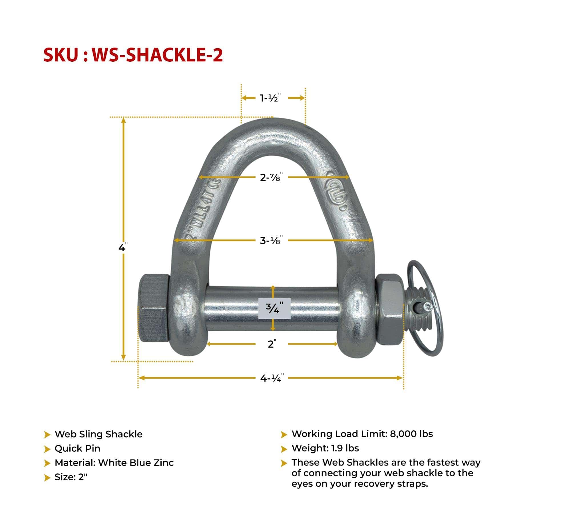 Gancho de Eslinga de Web Mytee Products - 2" con Pasador - Imagen 4