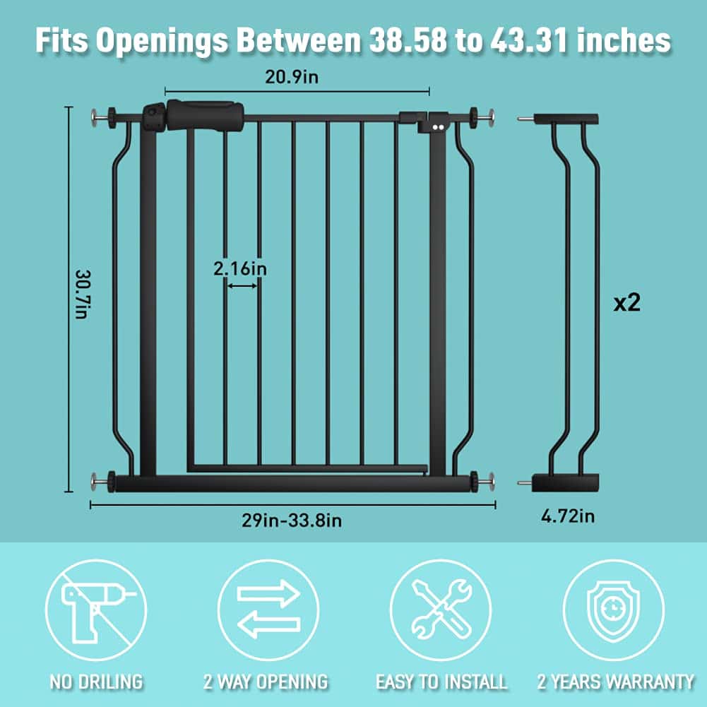 Puerta de bebé WAOWAO 38.58-43.31" Extra Ancha Presión - Imagen 7