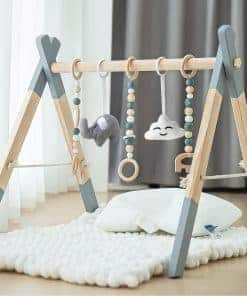 Gimnasio de Juegos de Bebé Plegable de Madera con Barra