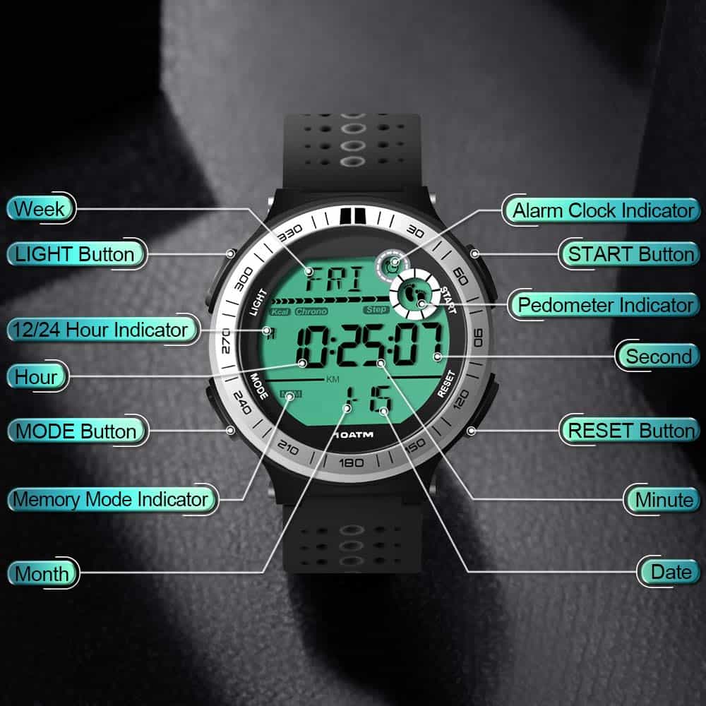 Reloj Pedometer TEKMAGIC 100m Submarino para Hombres y - Imagen 8