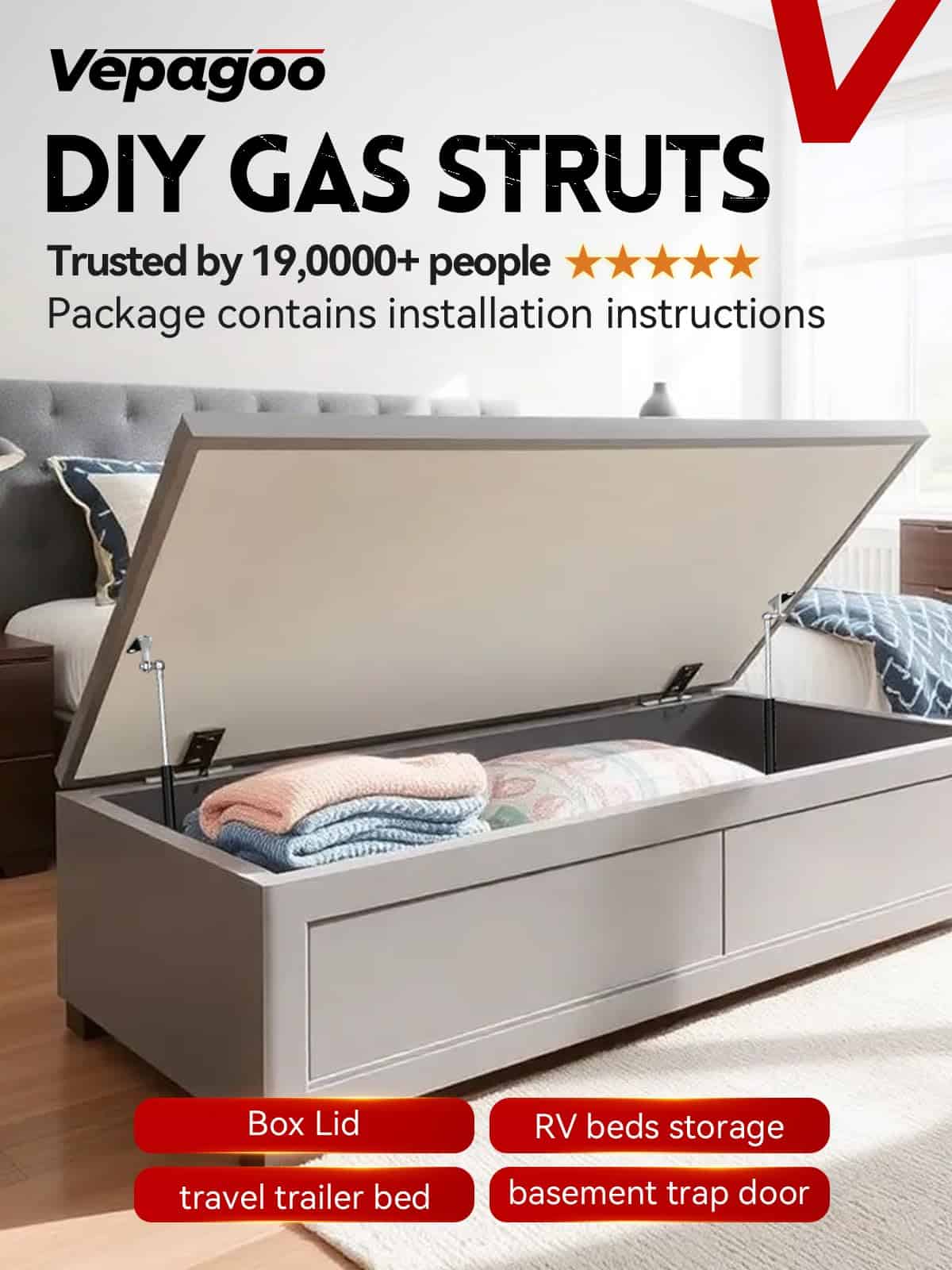 Amortiguadores de Gas Vepagoo de 20 Pulgadas 67 Lb/298N con - Imagen 7