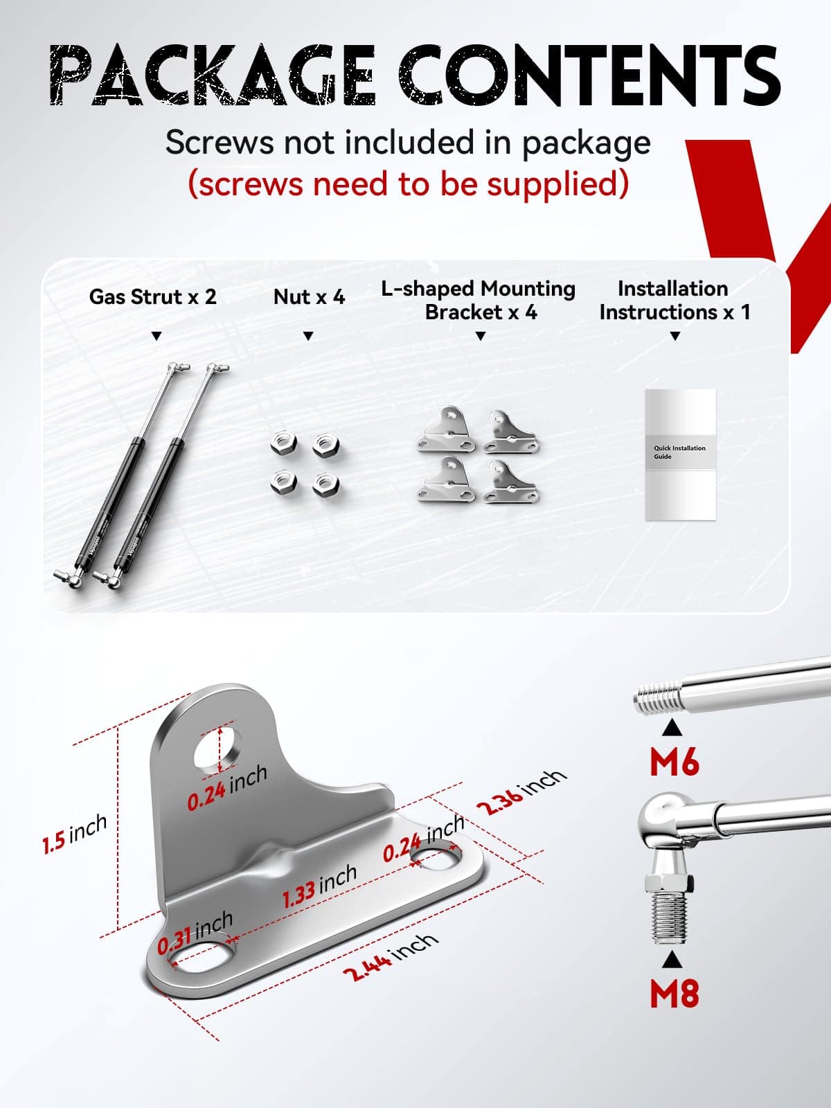 Amortiguadores de Gas Vepagoo de 20 Pulgadas 67 Lb/298N con - Imagen 5