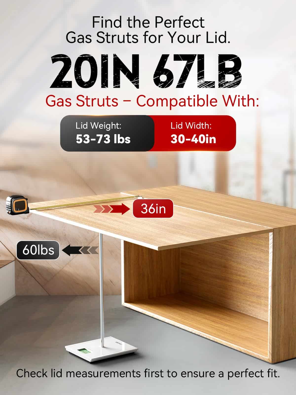 Amortiguadores de Gas Vepagoo de 20 Pulgadas 67 Lb/298N con - Imagen 4