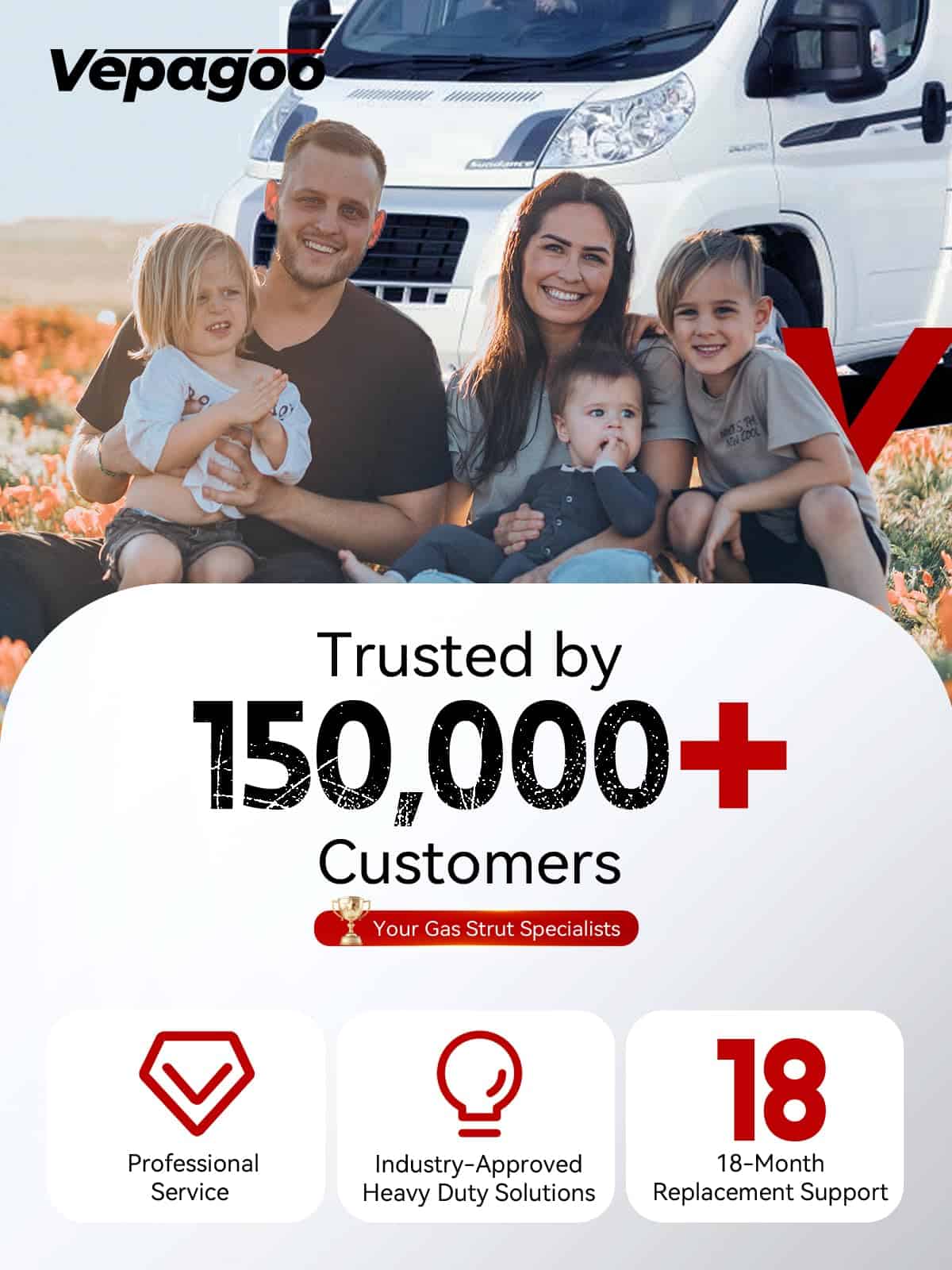 Amortiguadores de Gas Vepagoo de 20 Pulgadas 67 Lb/298N con - Imagen 9